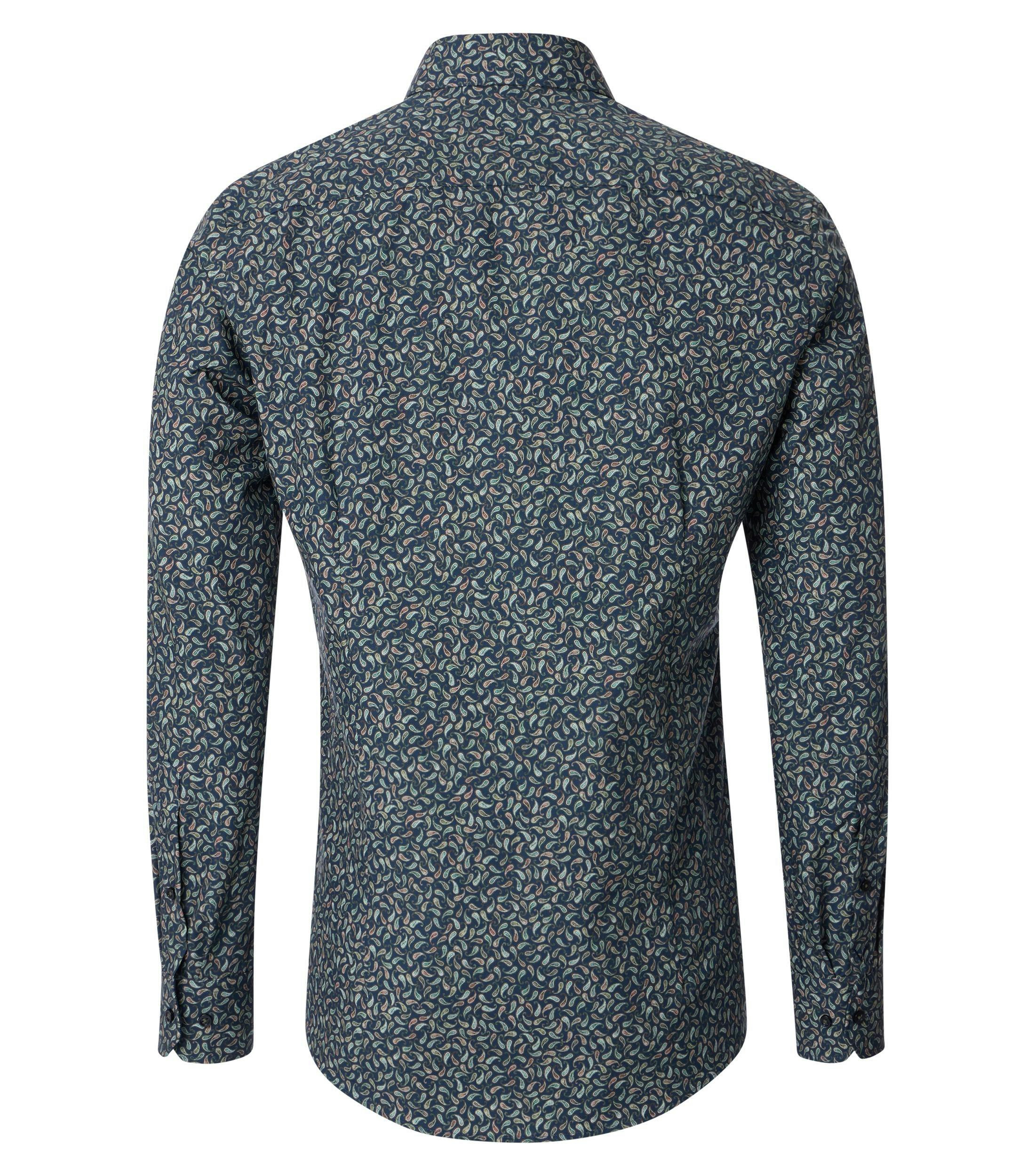Ein Businesshemd im Print Muster in der Farbe Dunkelblau