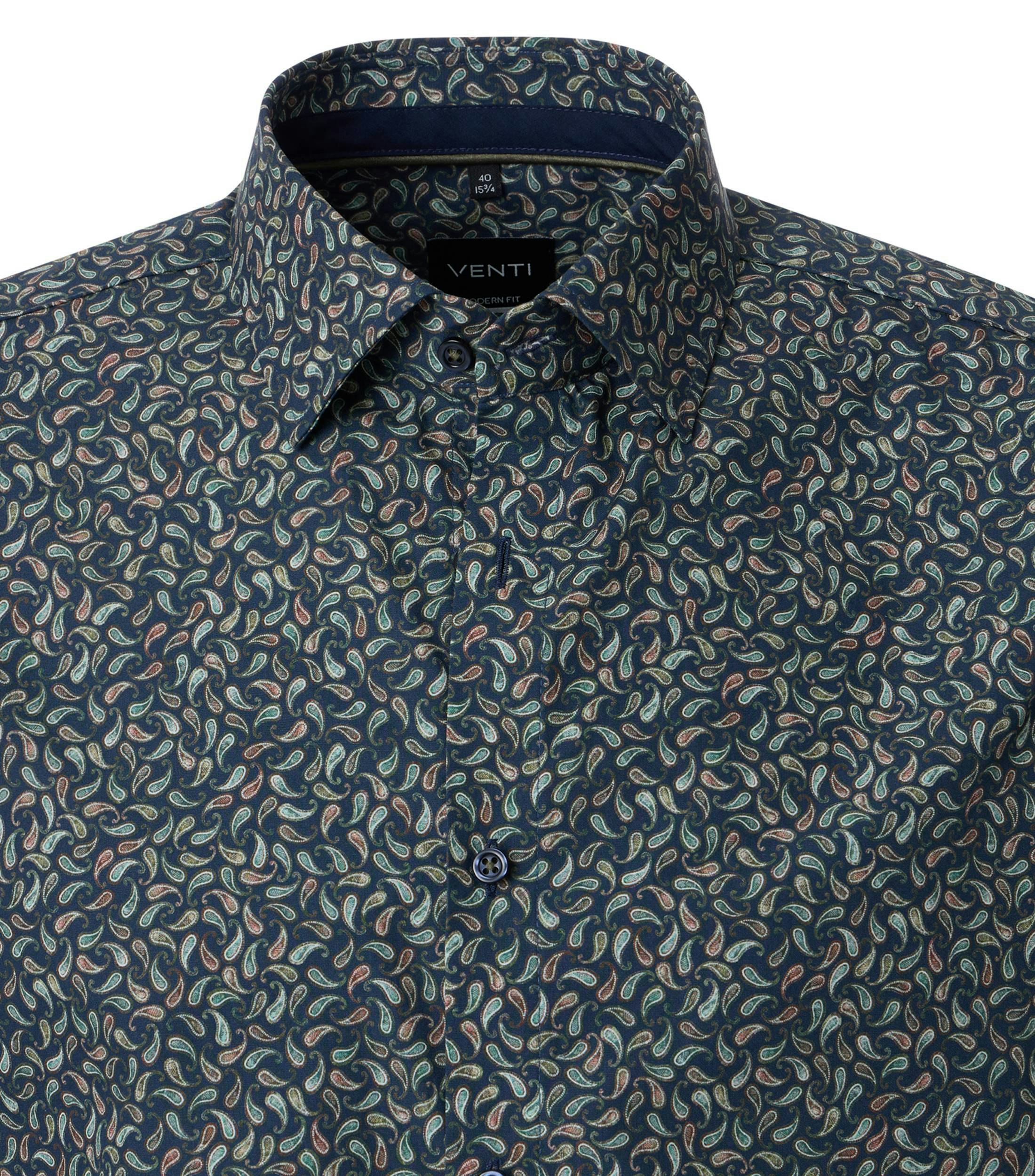 Ein Businesshemd im Print Muster in der Farbe Dunkelblau