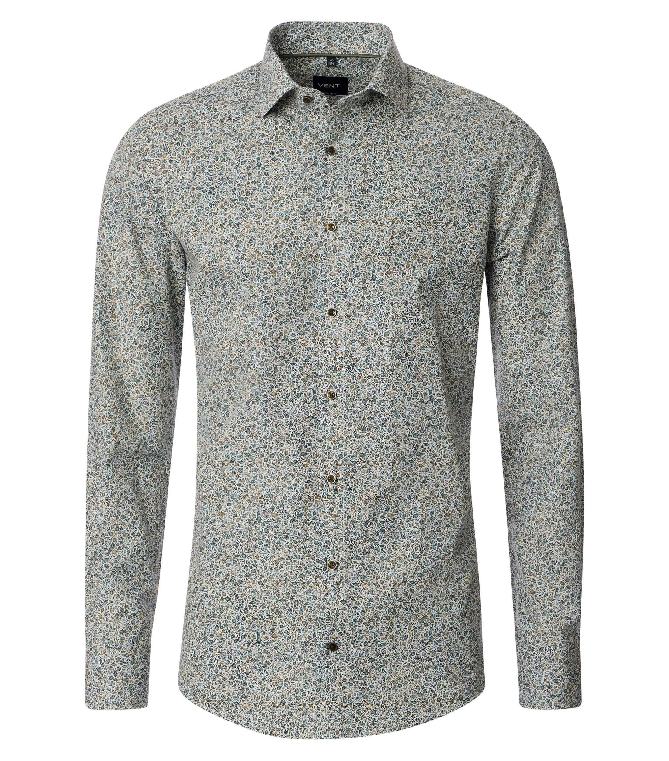 Ein Businesshemd im Print Muster in der Farbe Grün
