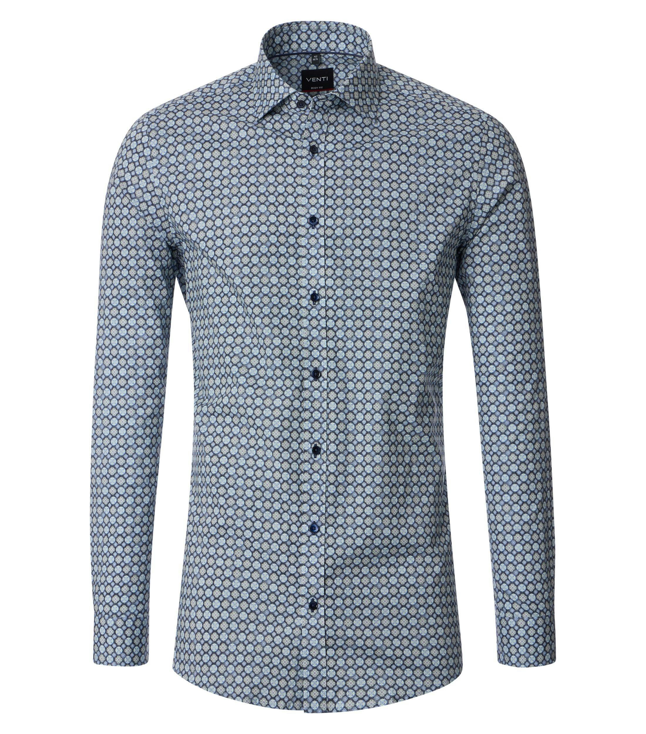 Ein Businesshemd im Print Muster in der Farbe Blau