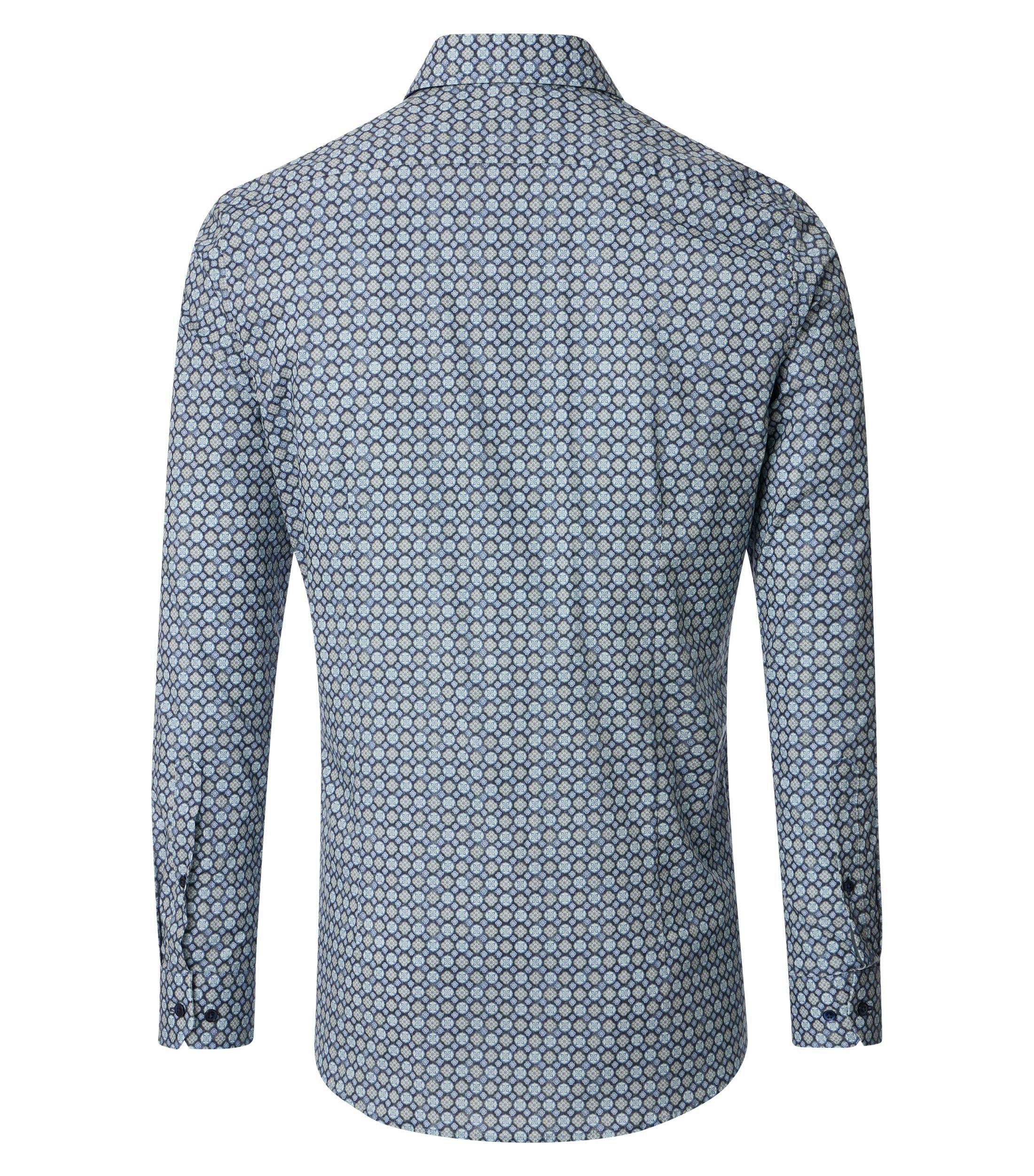 Ein Businesshemd im Print Muster in der Farbe Blau