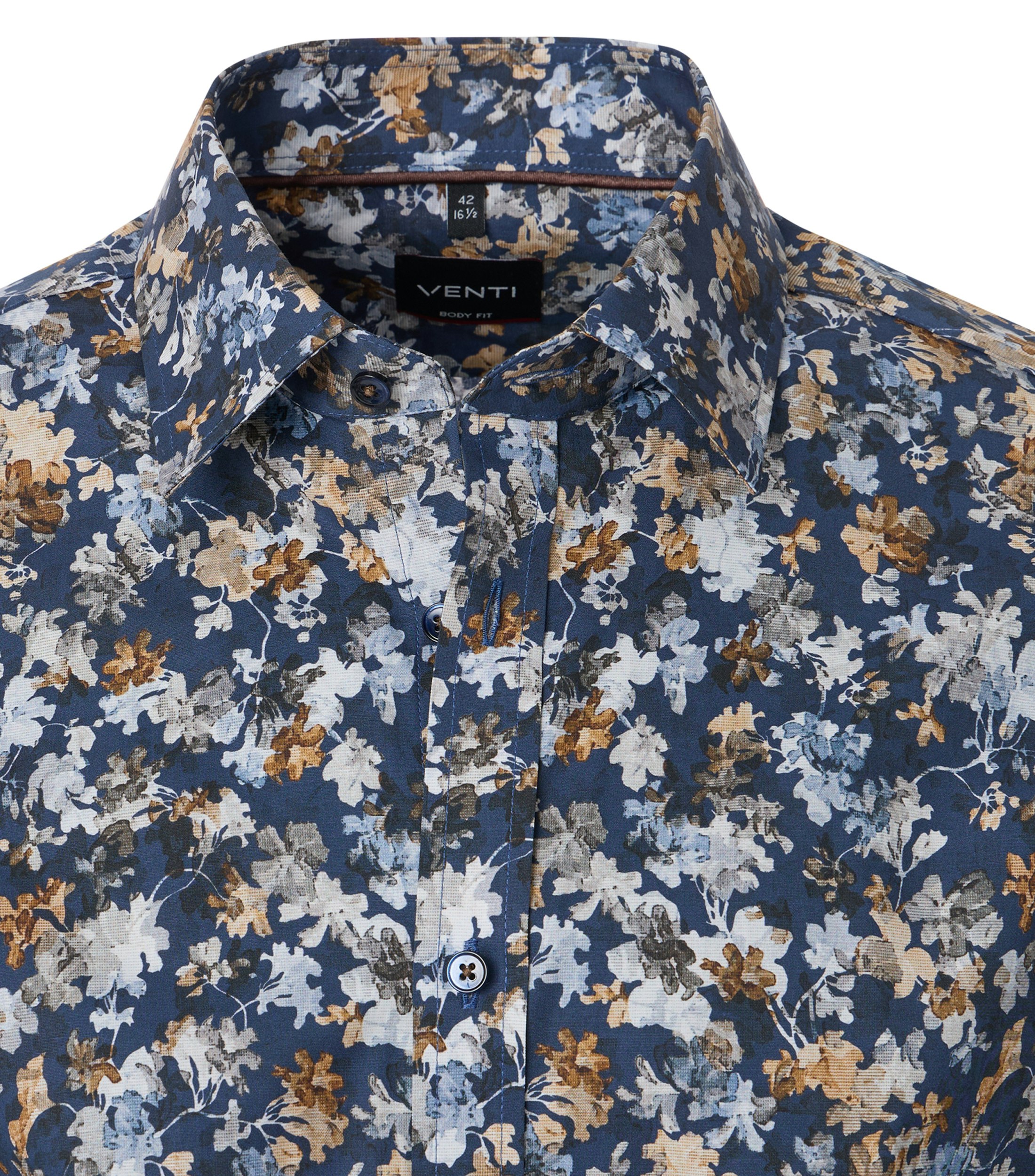 Ein Businesshemd im Print Muster in der Farbe Blau