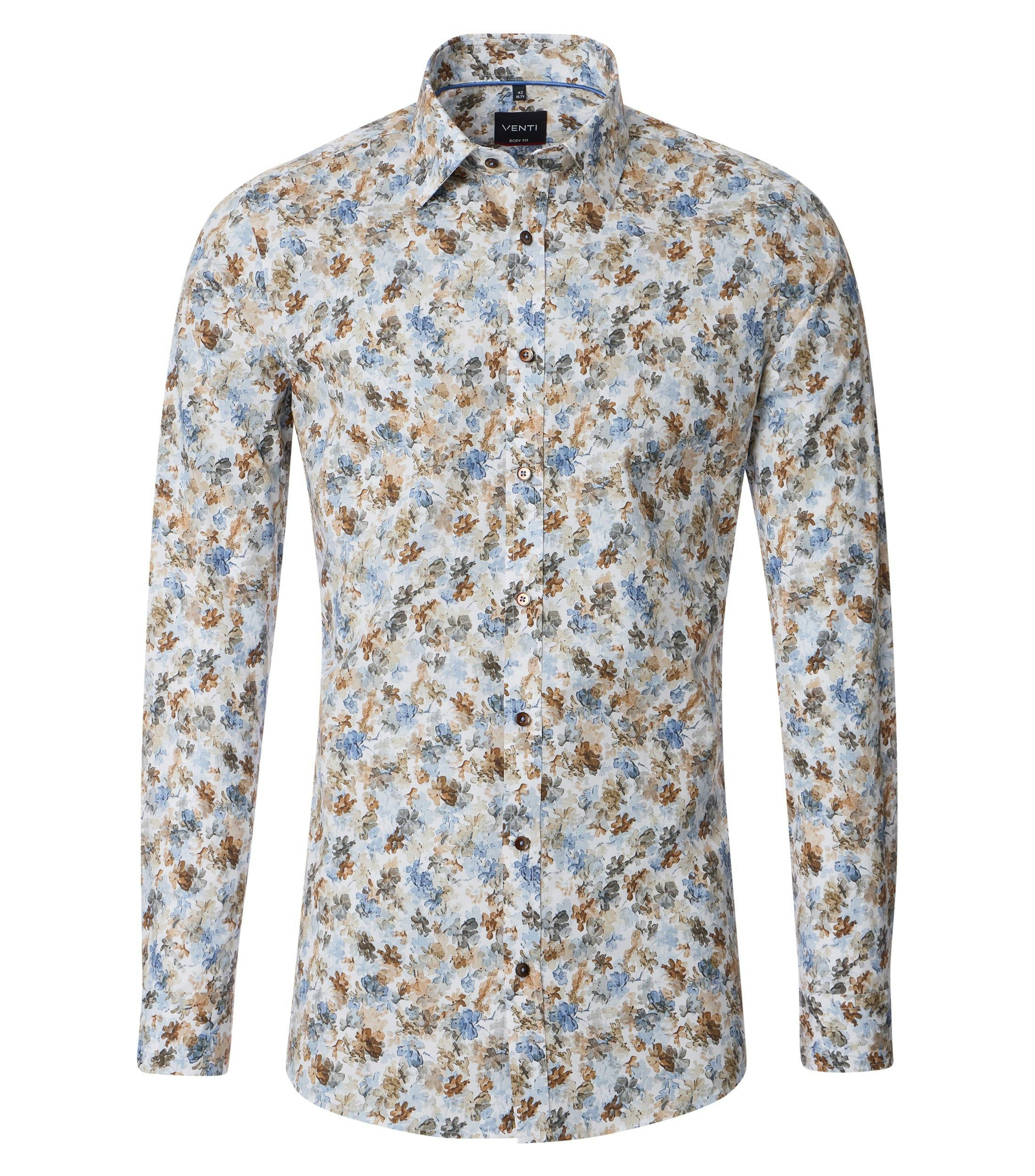 Ein Businesshemd im Print Muster in der Farbe Hellbraun