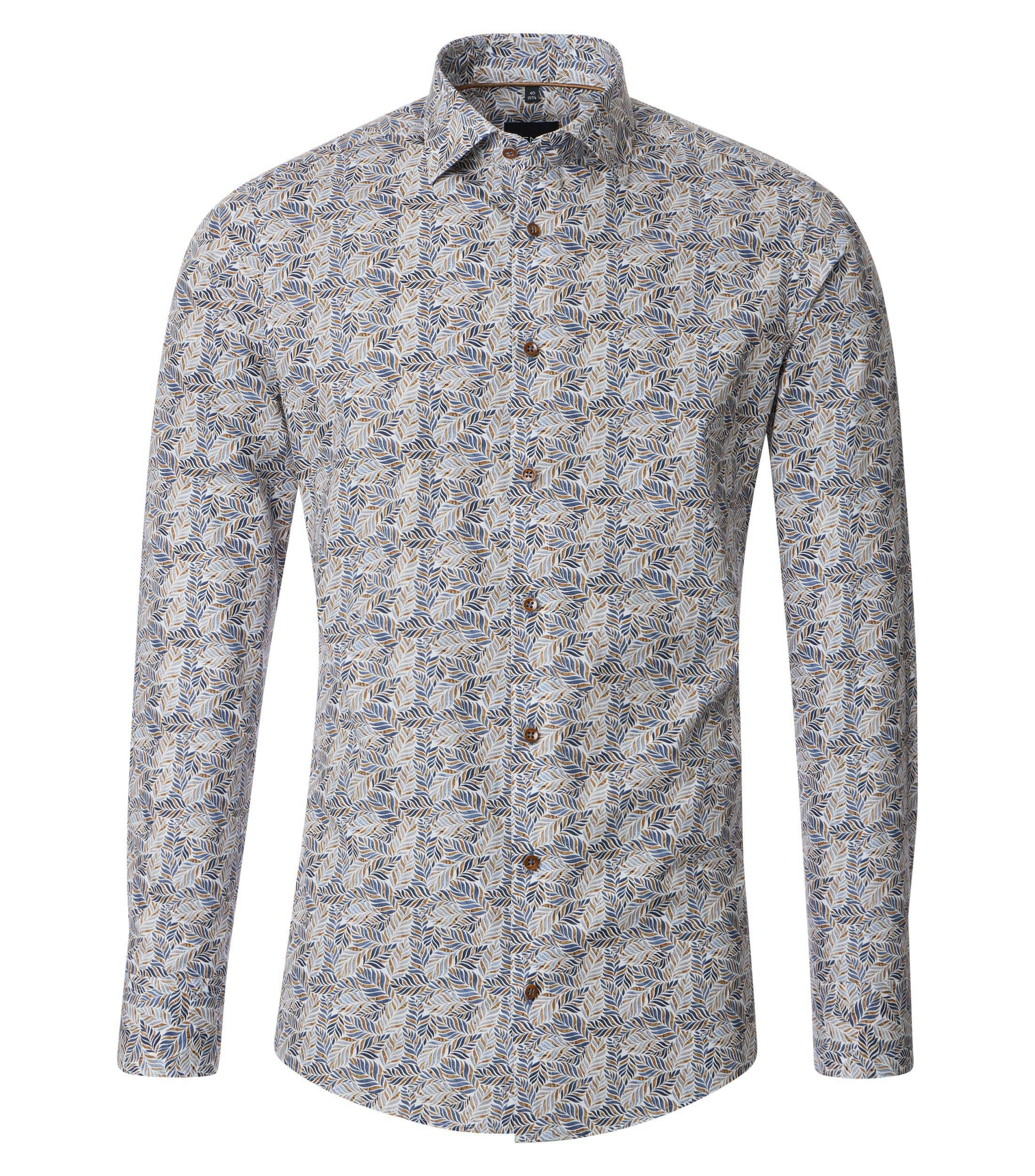 Ein Businesshemd im Print Muster in der Farbe Blau