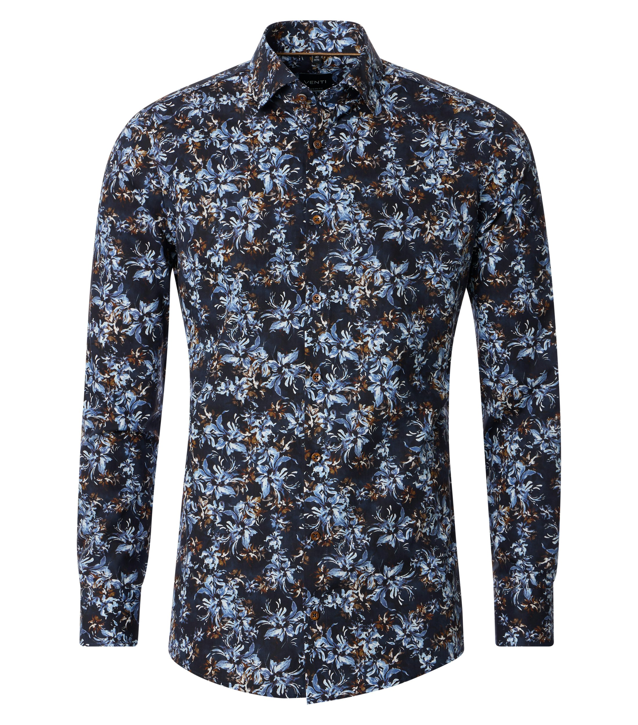 Ein Businesshemd im Print Muster in der Farbe Dunkelblau