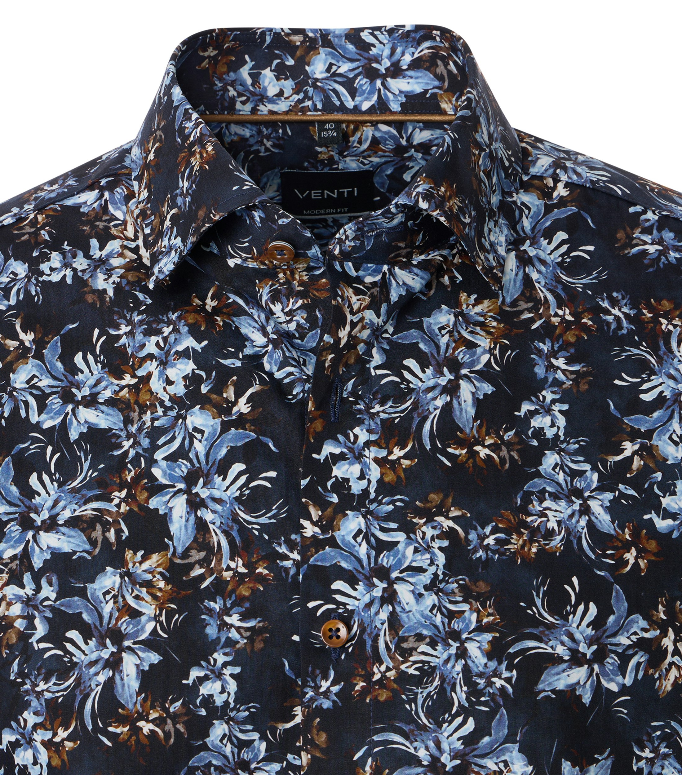 Ein Businesshemd im Print Muster in der Farbe Dunkelblau