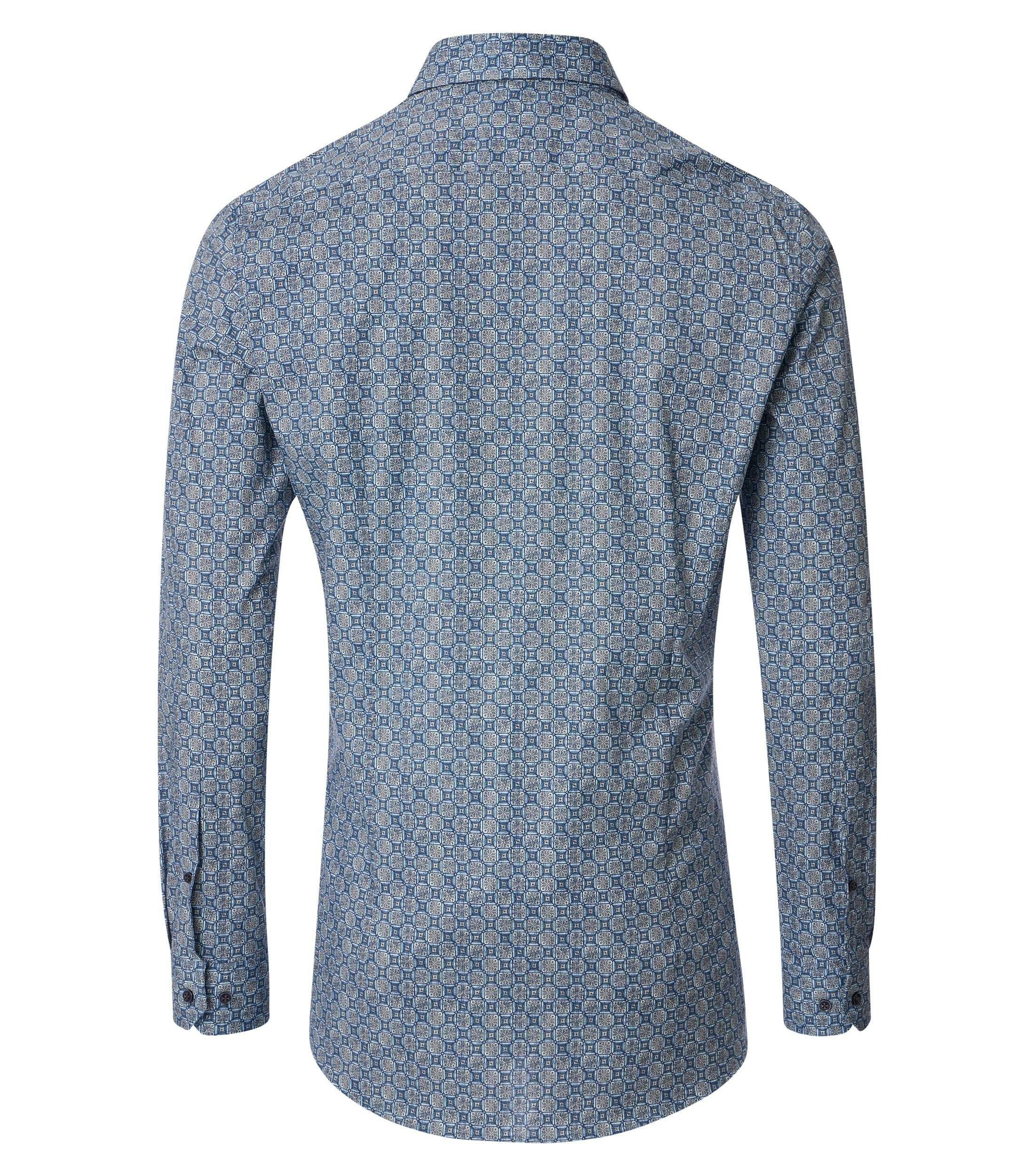Ein Businesshemd im Print Muster in der Farbe Blau