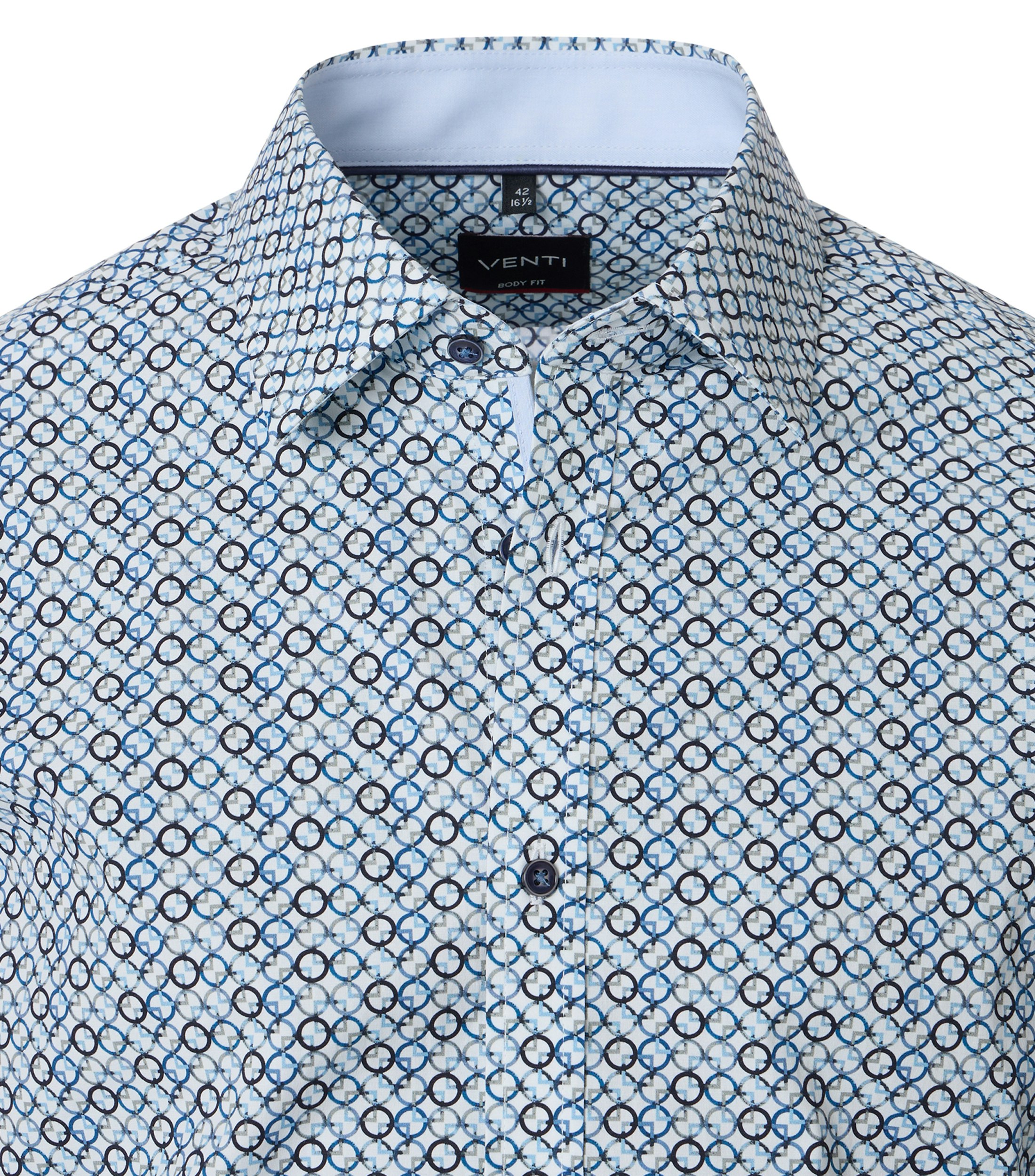 Ein Businesshemd im Print Muster in der Farbe Blau