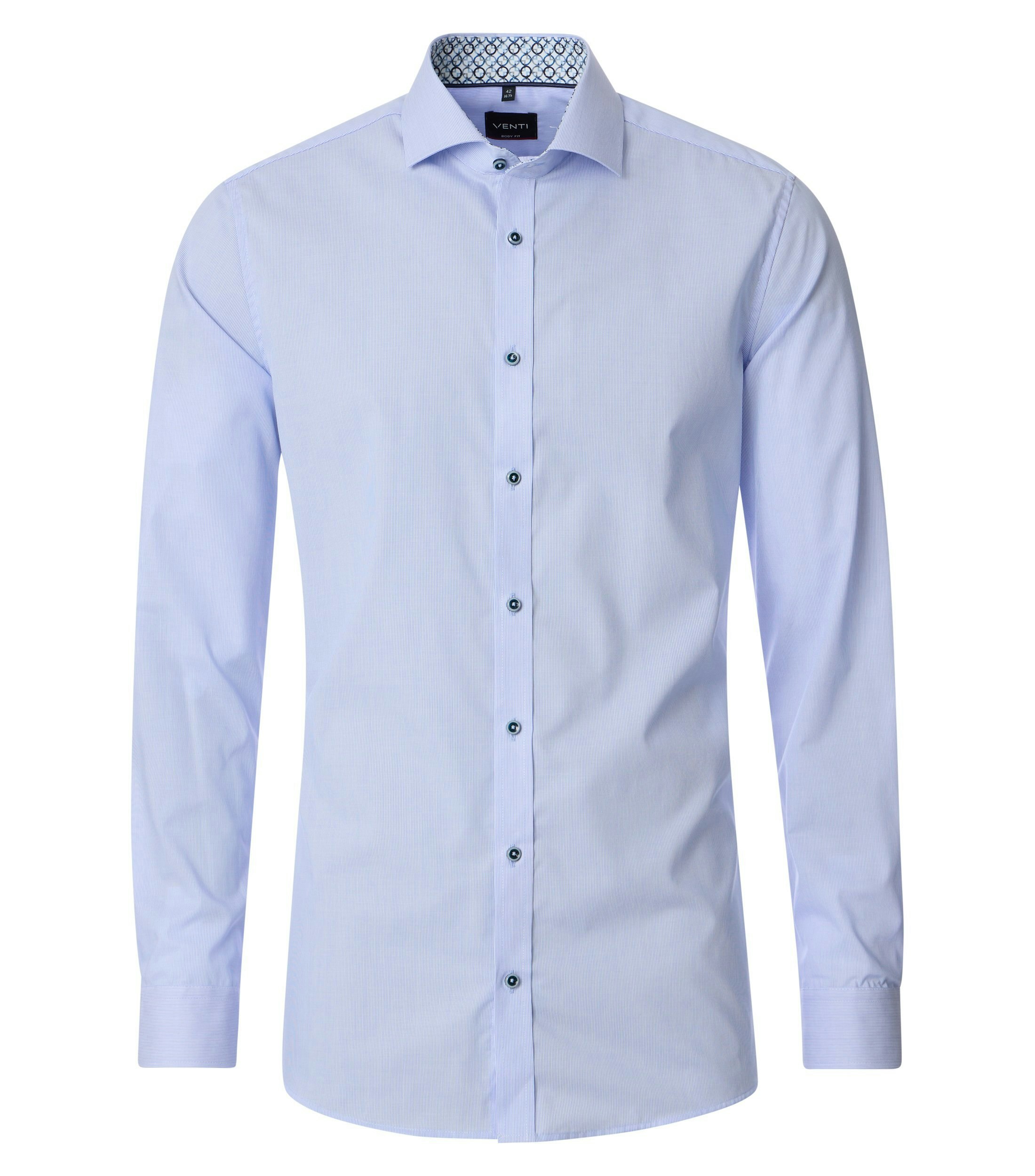 Ein Businesshemd im gestreift Muster in der Farbe Hellblau