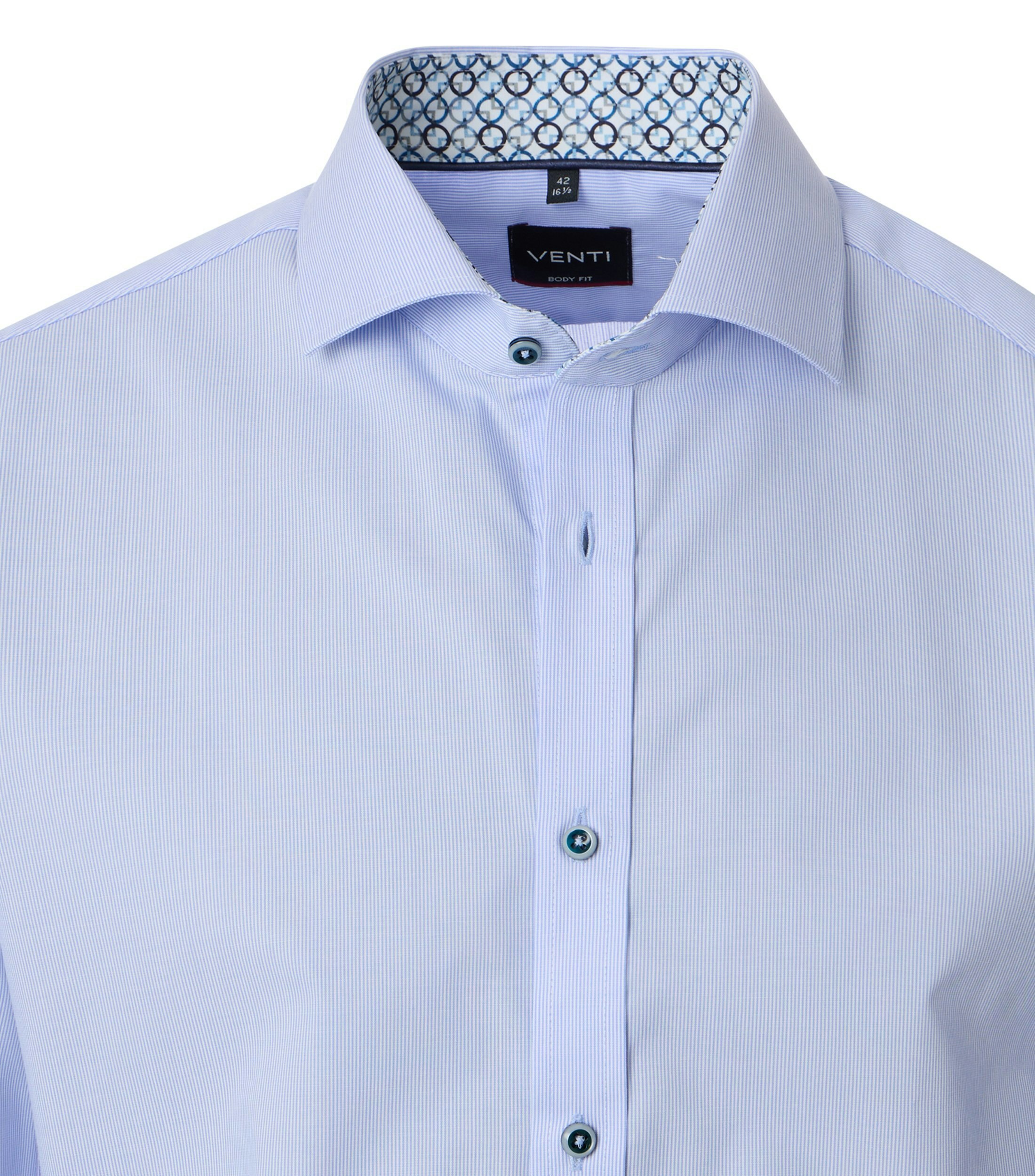 Ein Businesshemd im gestreift Muster in der Farbe Hellblau