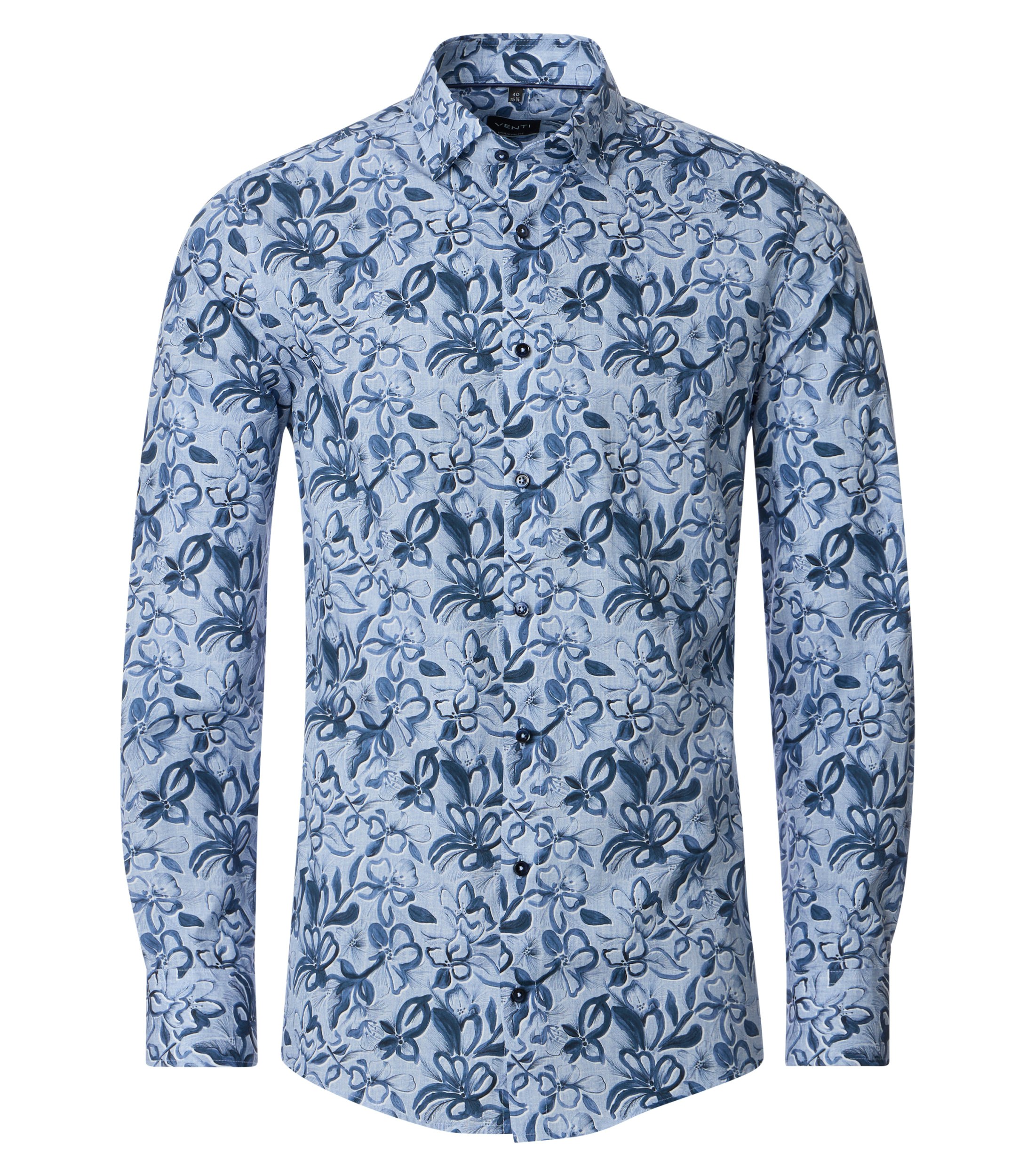 Ein Businesshemd im Print Muster in der Farbe Blau