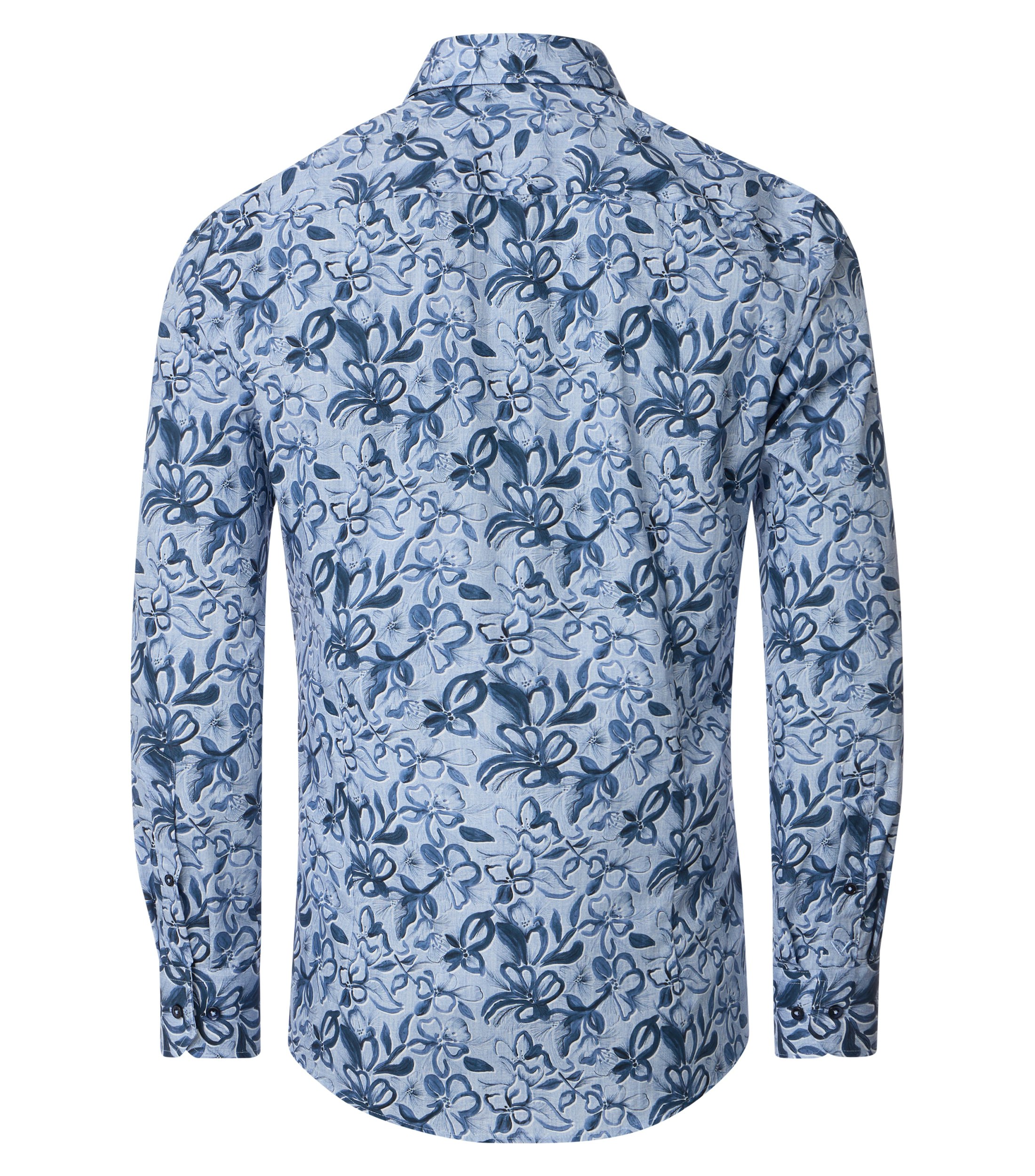 Ein Businesshemd im Print Muster in der Farbe Blau