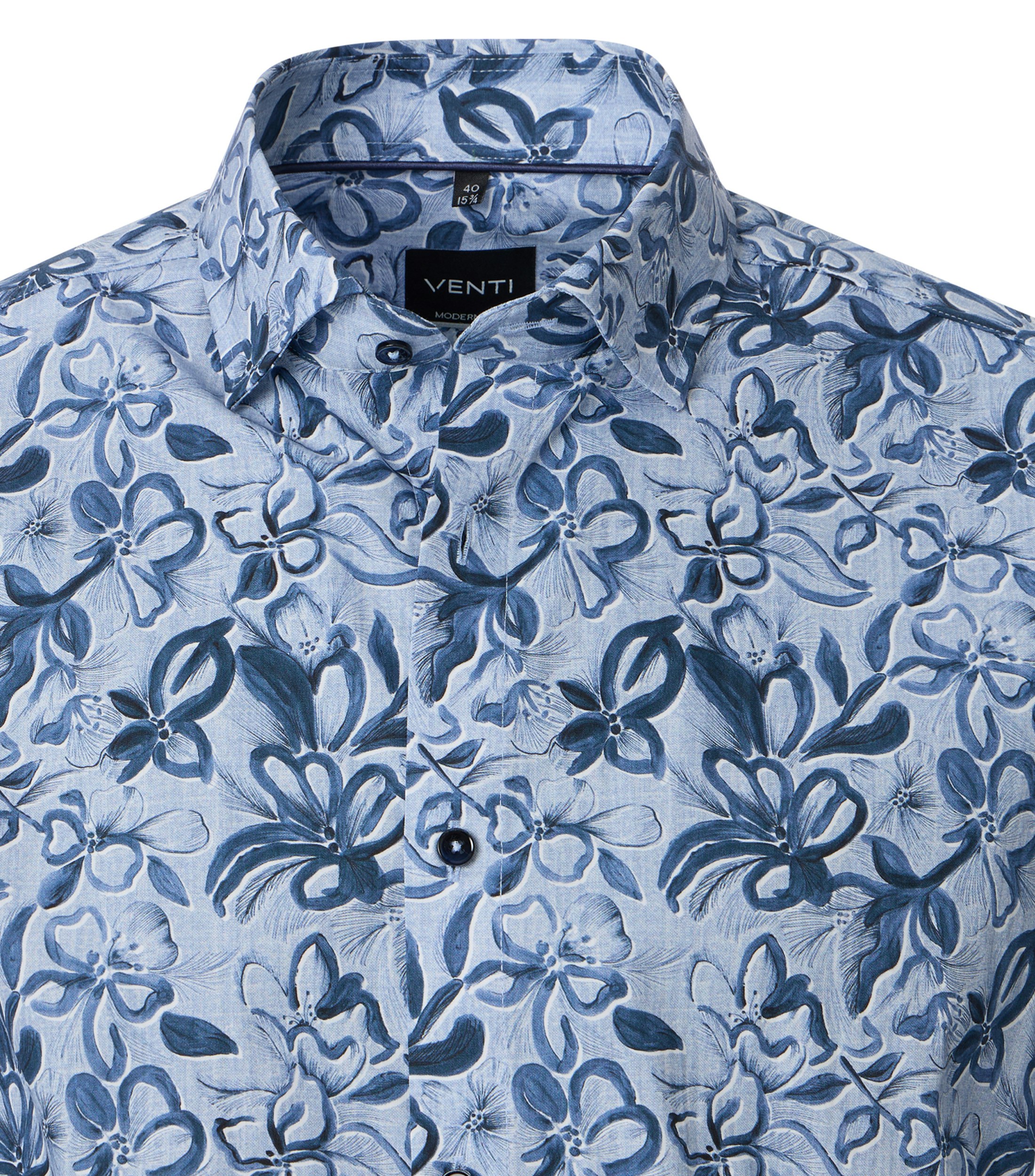 Ein Businesshemd im Print Muster in der Farbe Blau