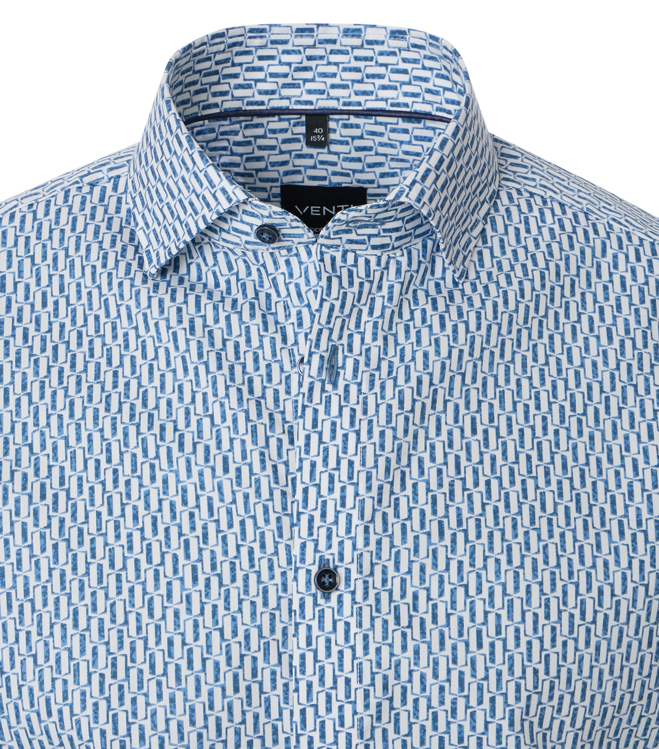 Ein Businesshemd im Print Muster in der Farbe Blau