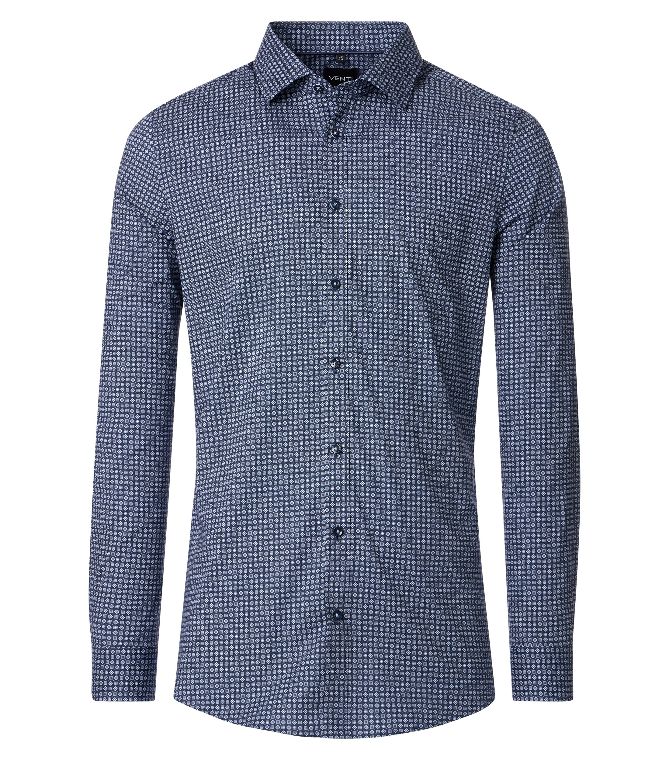 Ein Businesshemd im Print Muster in der Farbe Blau