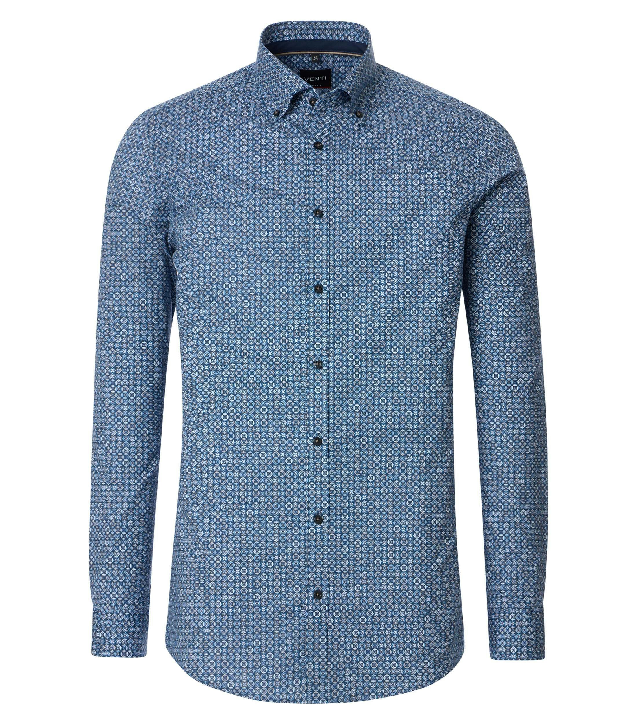 Ein Businesshemd im Print Muster in der Farbe Blau