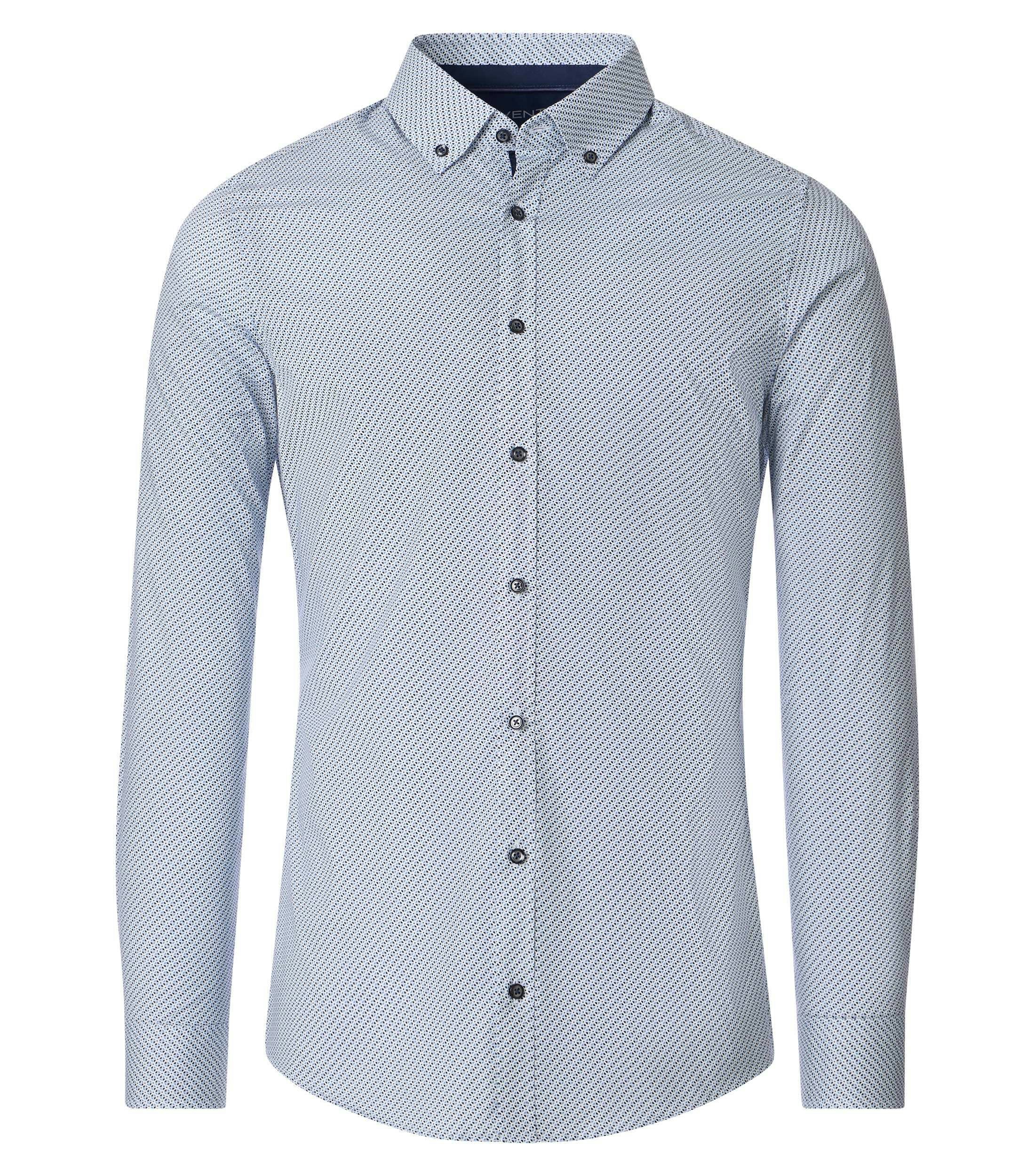 Ein Businesshemd im Print Muster in der Farbe Blau