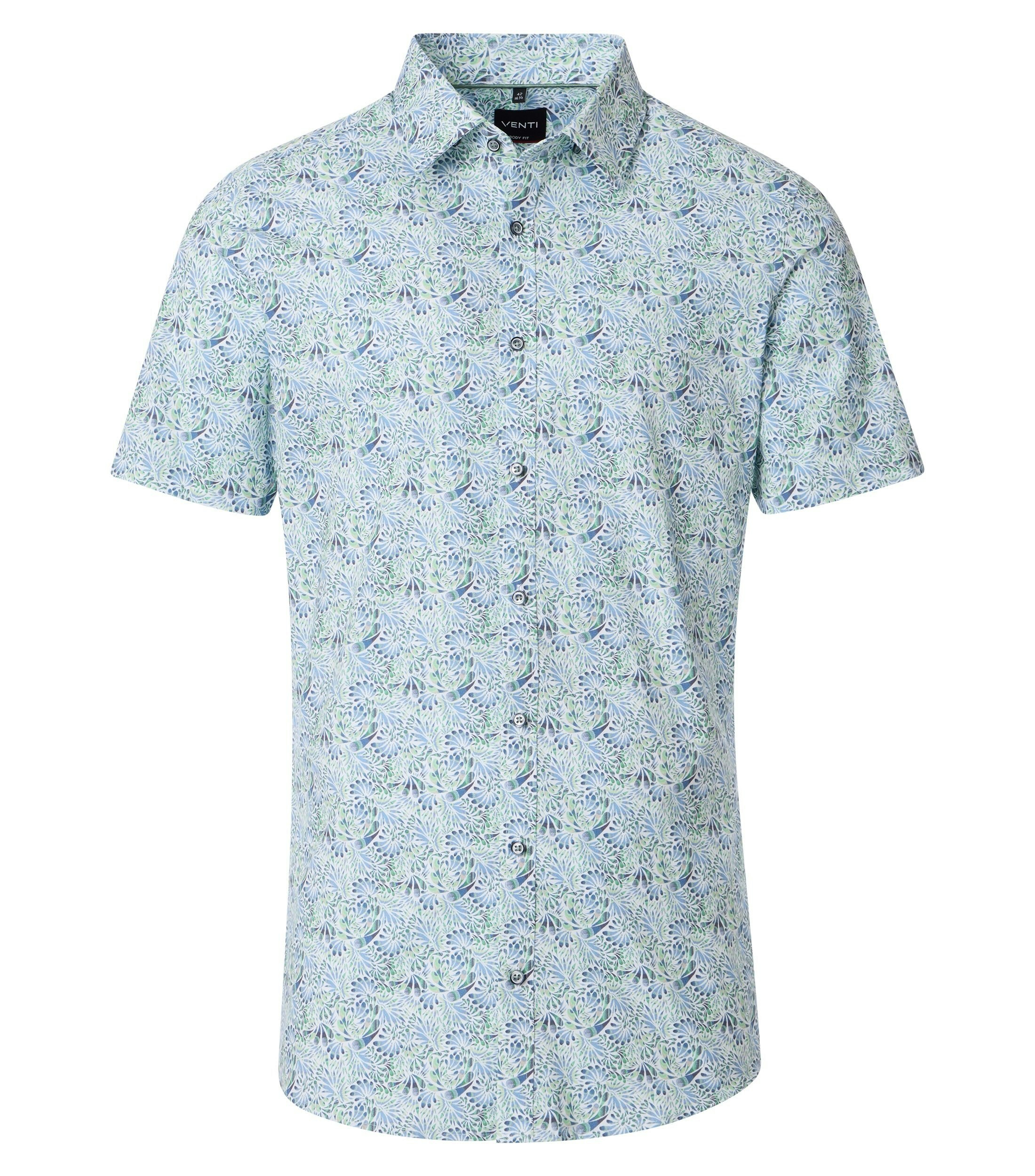 Ein Businesshemd im Print Muster in der Farbe Grün