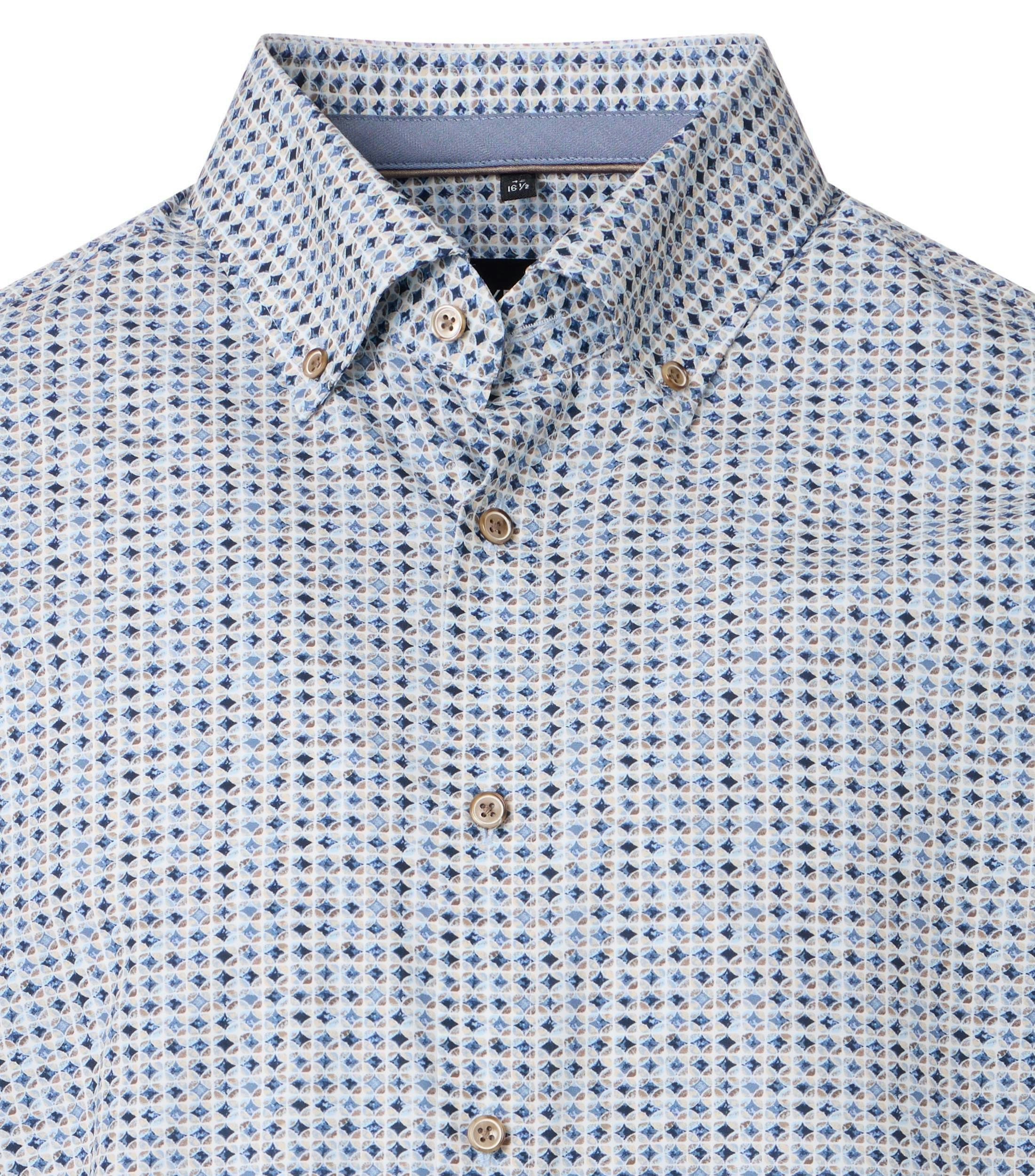 Ein Businesshemd im Print Muster in der Farbe Blau