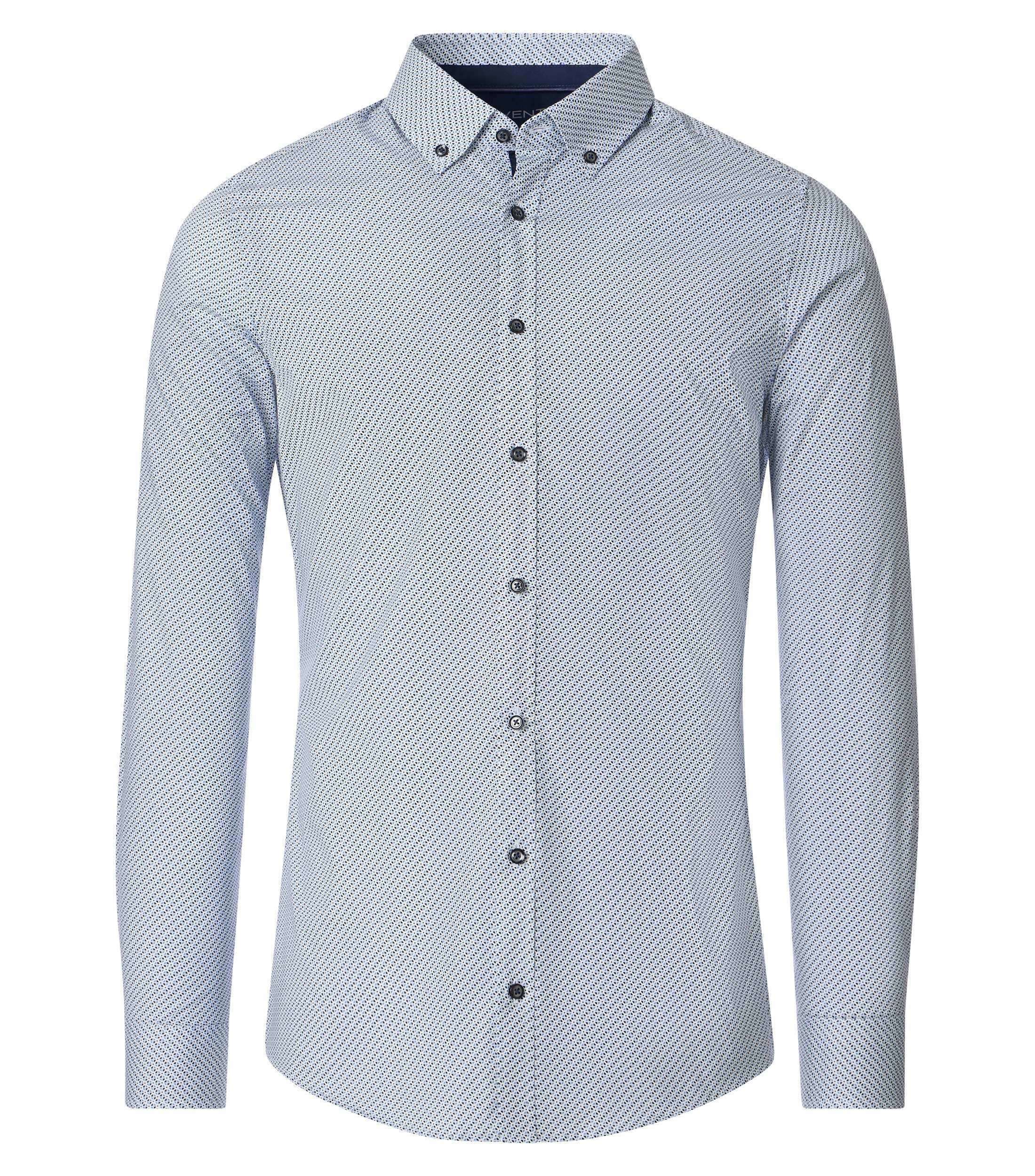 Ein Businesshemd im Print Muster in der Farbe Blau
