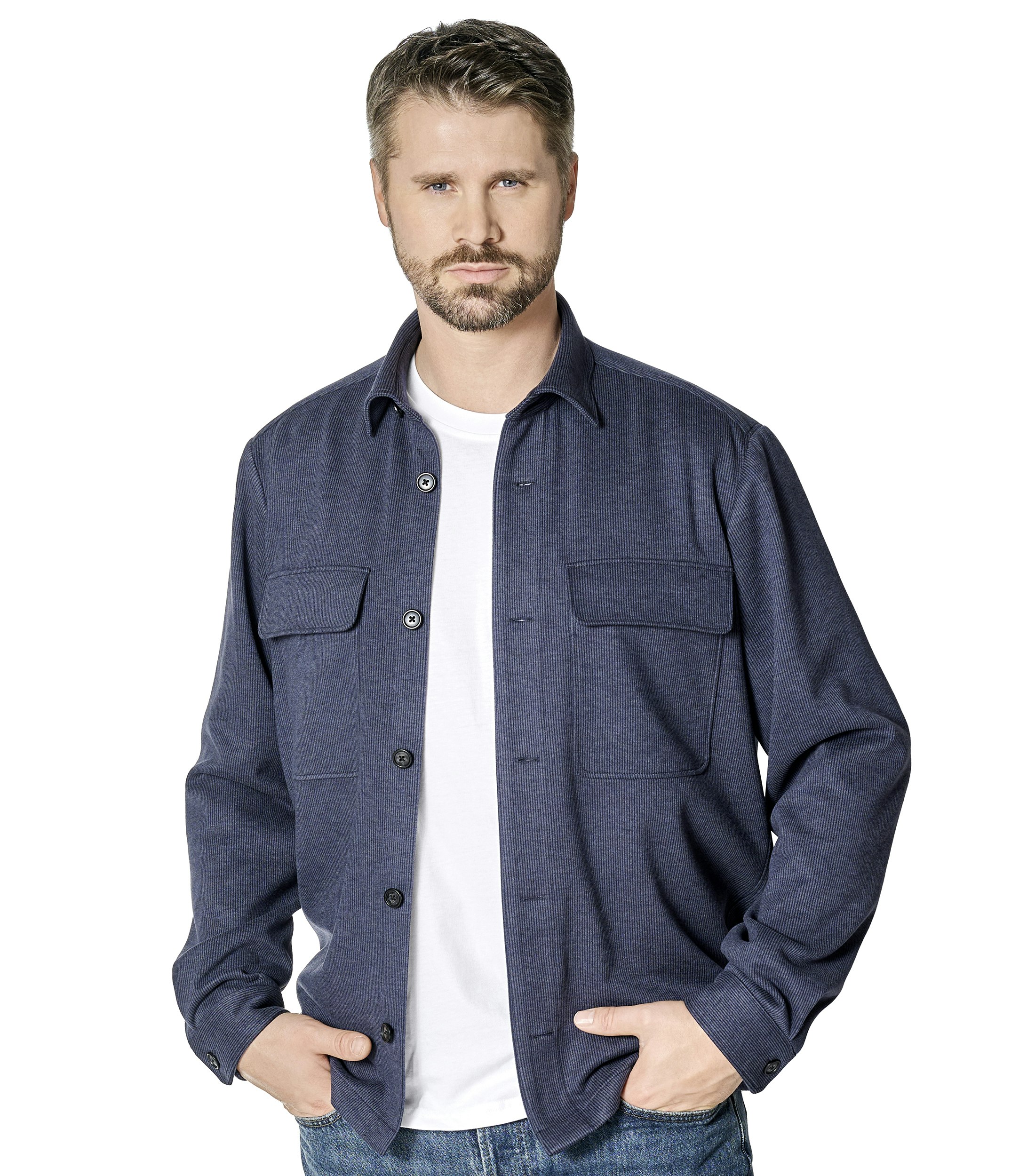 Ein Businesshemd im uni Muster in der Farbe Dunkelblau