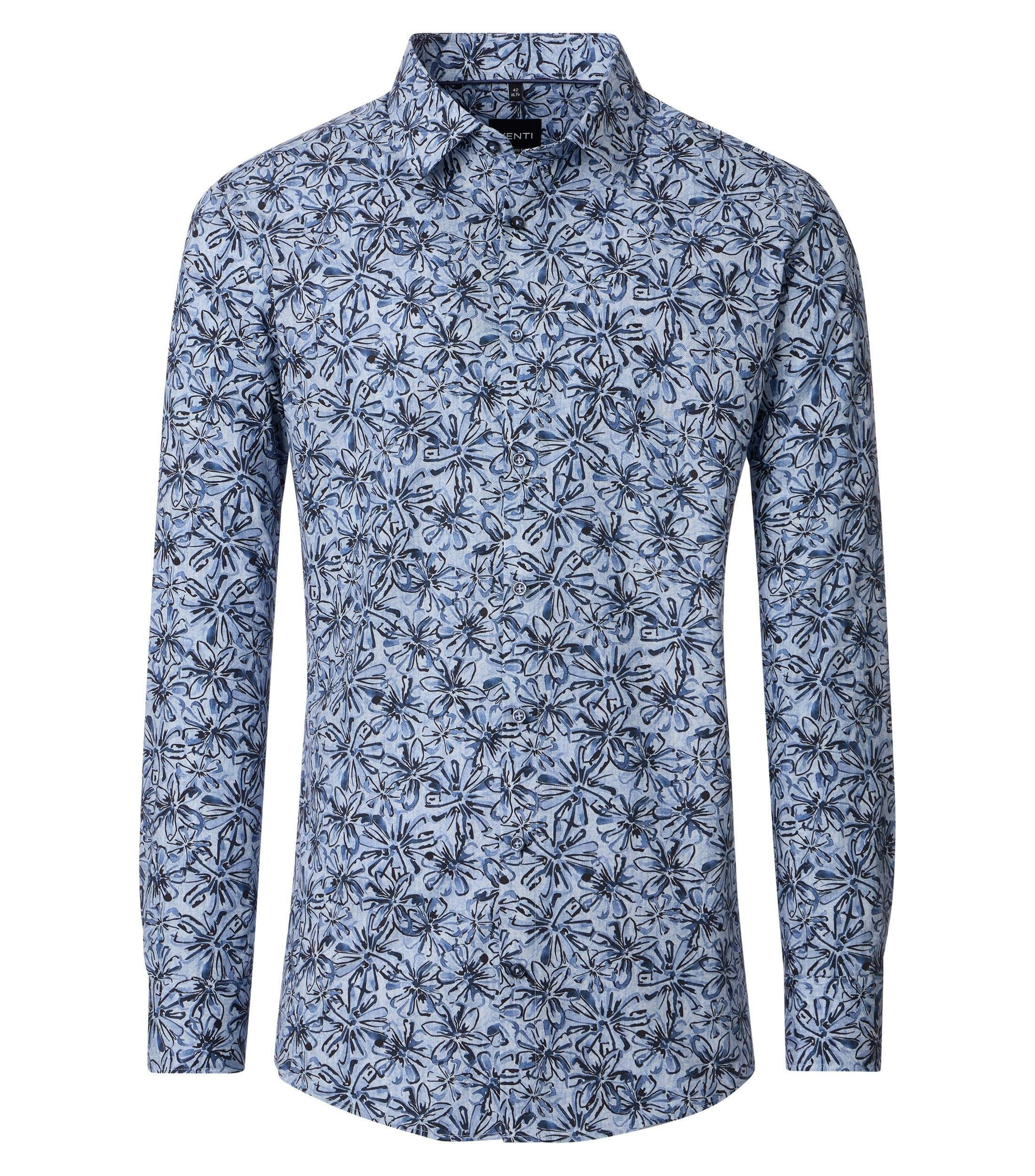 Ein Businesshemd im Print Muster in der Farbe Blau