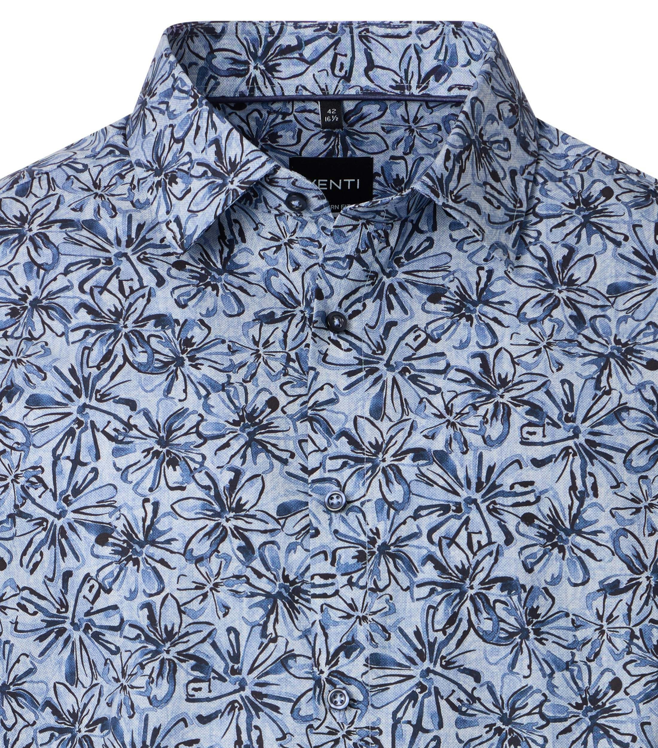 Ein Businesshemd im Print Muster in der Farbe Blau