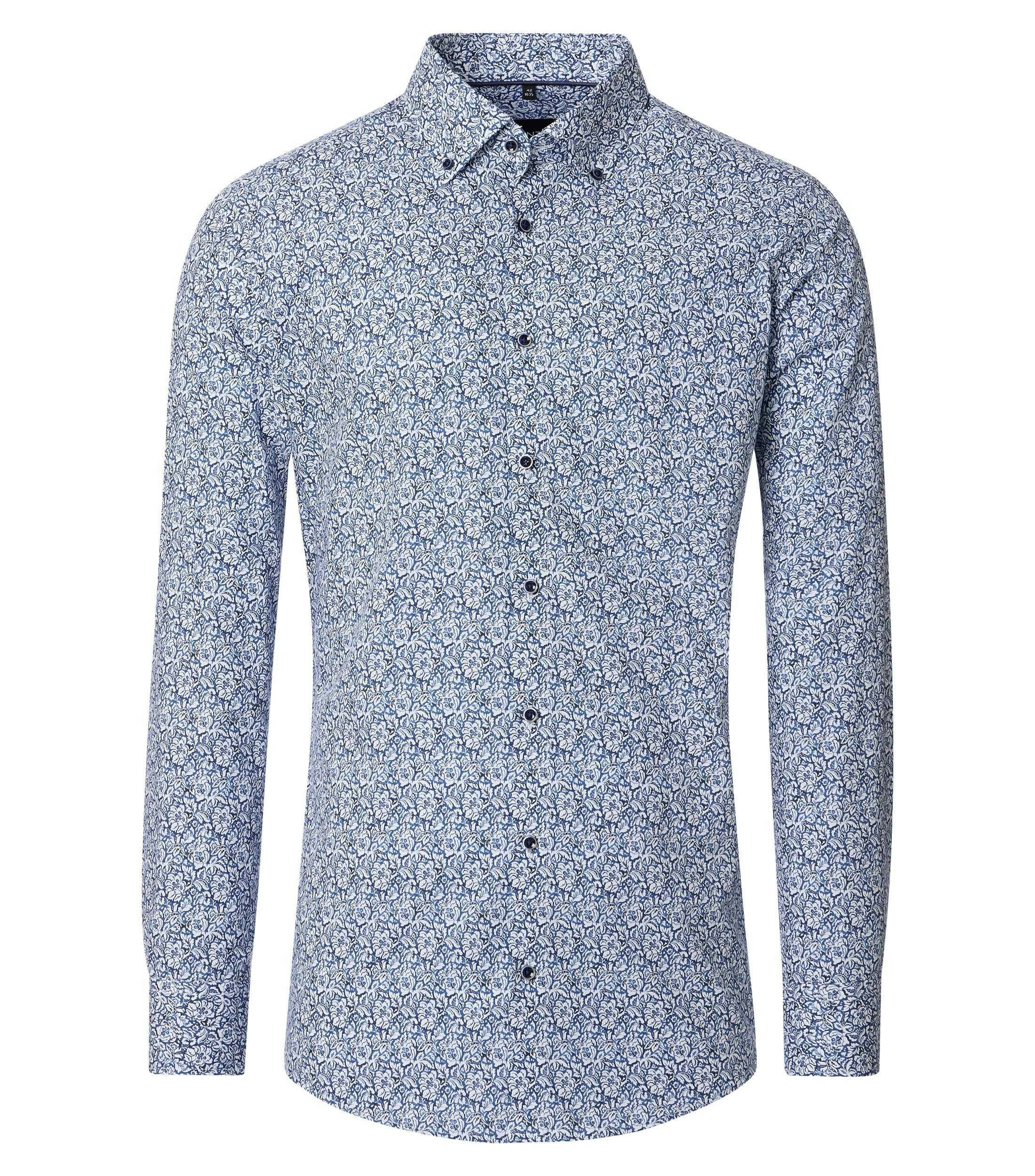 Ein Businesshemd im Print Muster in der Farbe Blau