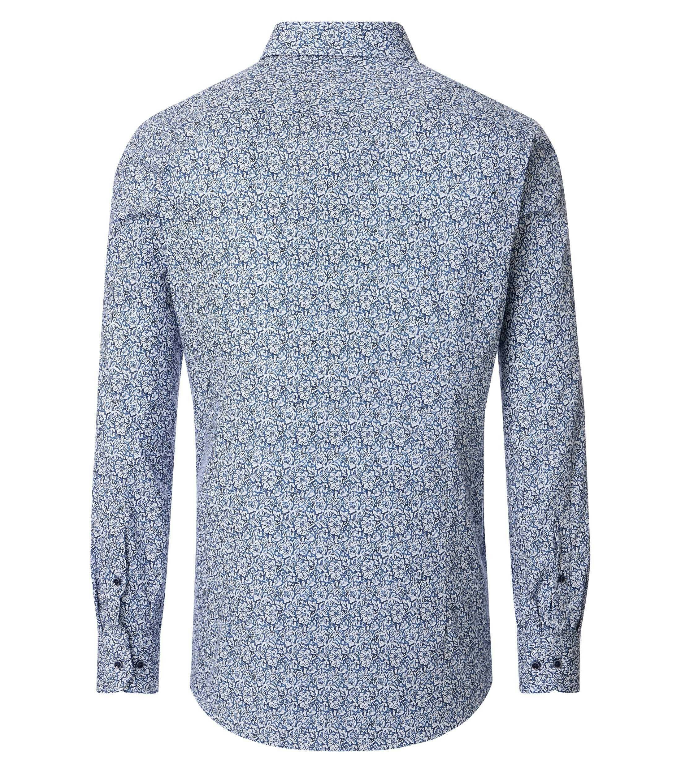 Ein Businesshemd im Print Muster in der Farbe Blau