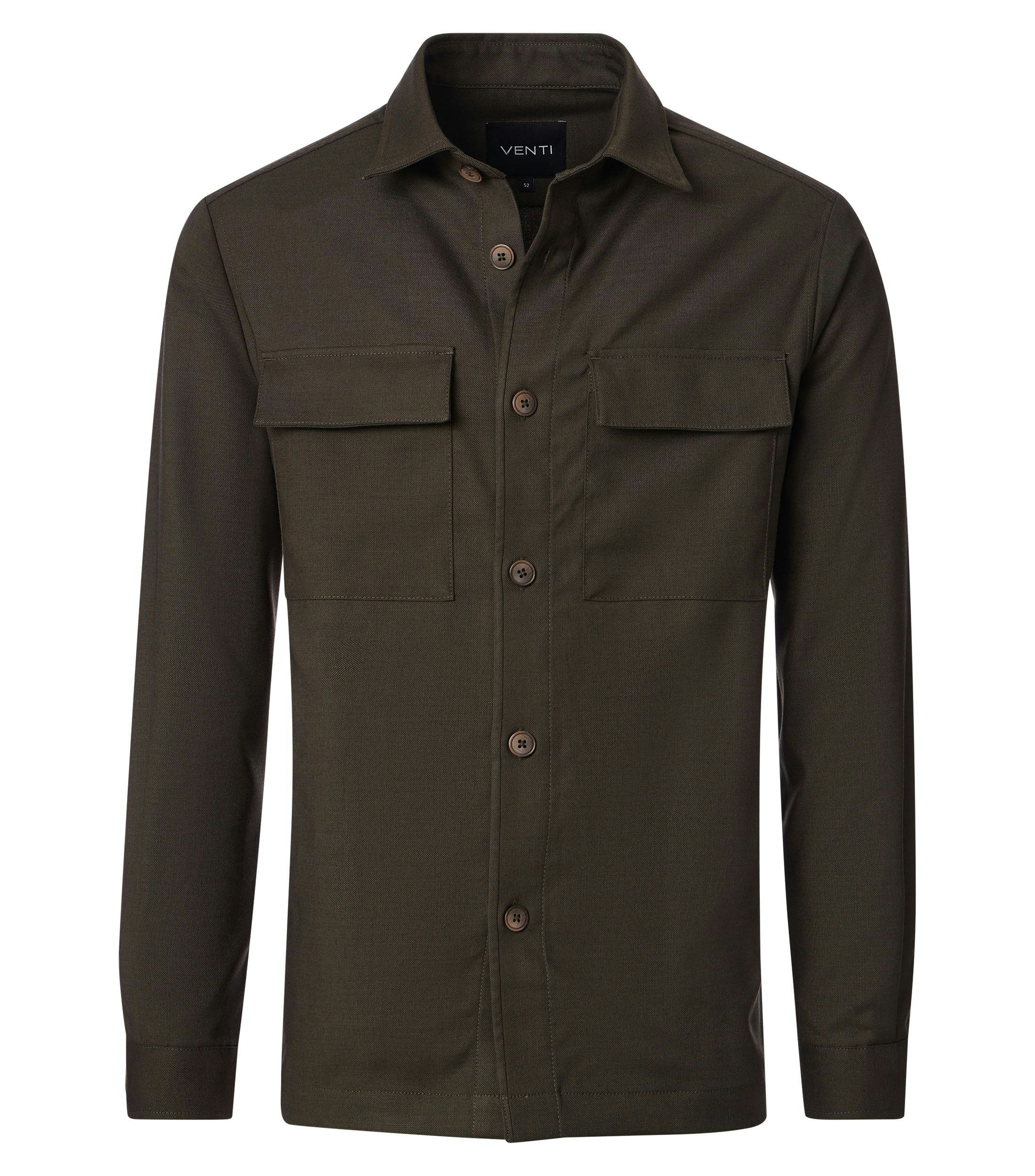 Ein Freizeithemd im uni Muster in der Farbe DunkelgrÃ¼n