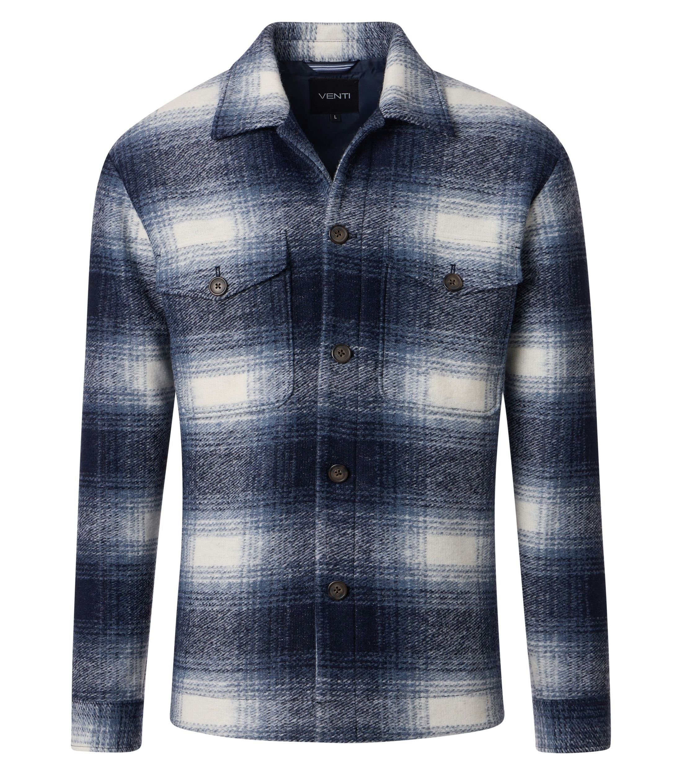 Hemdjacke im karierten Muster in der Farbe Blau