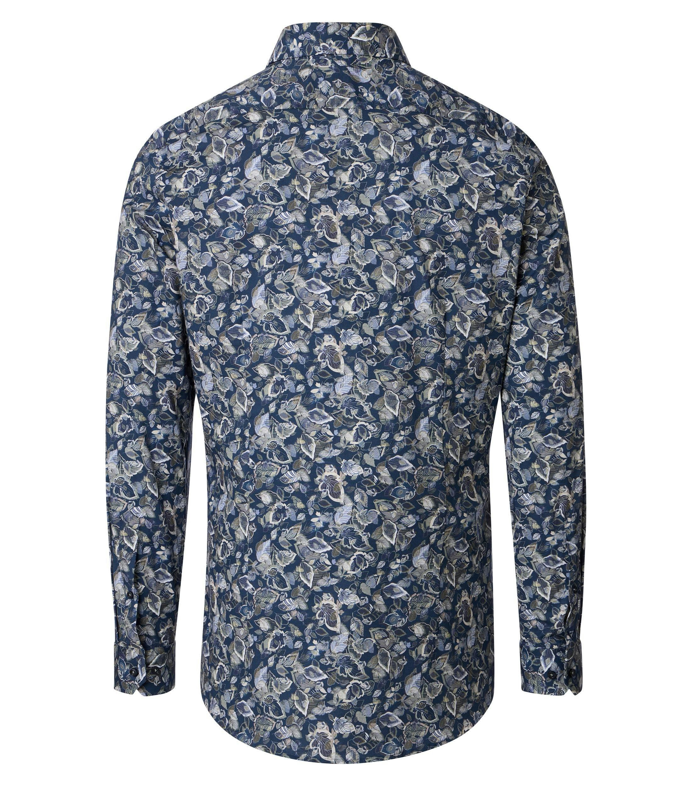 Ein Businesshemd im Print Muster in der Farbe Blau