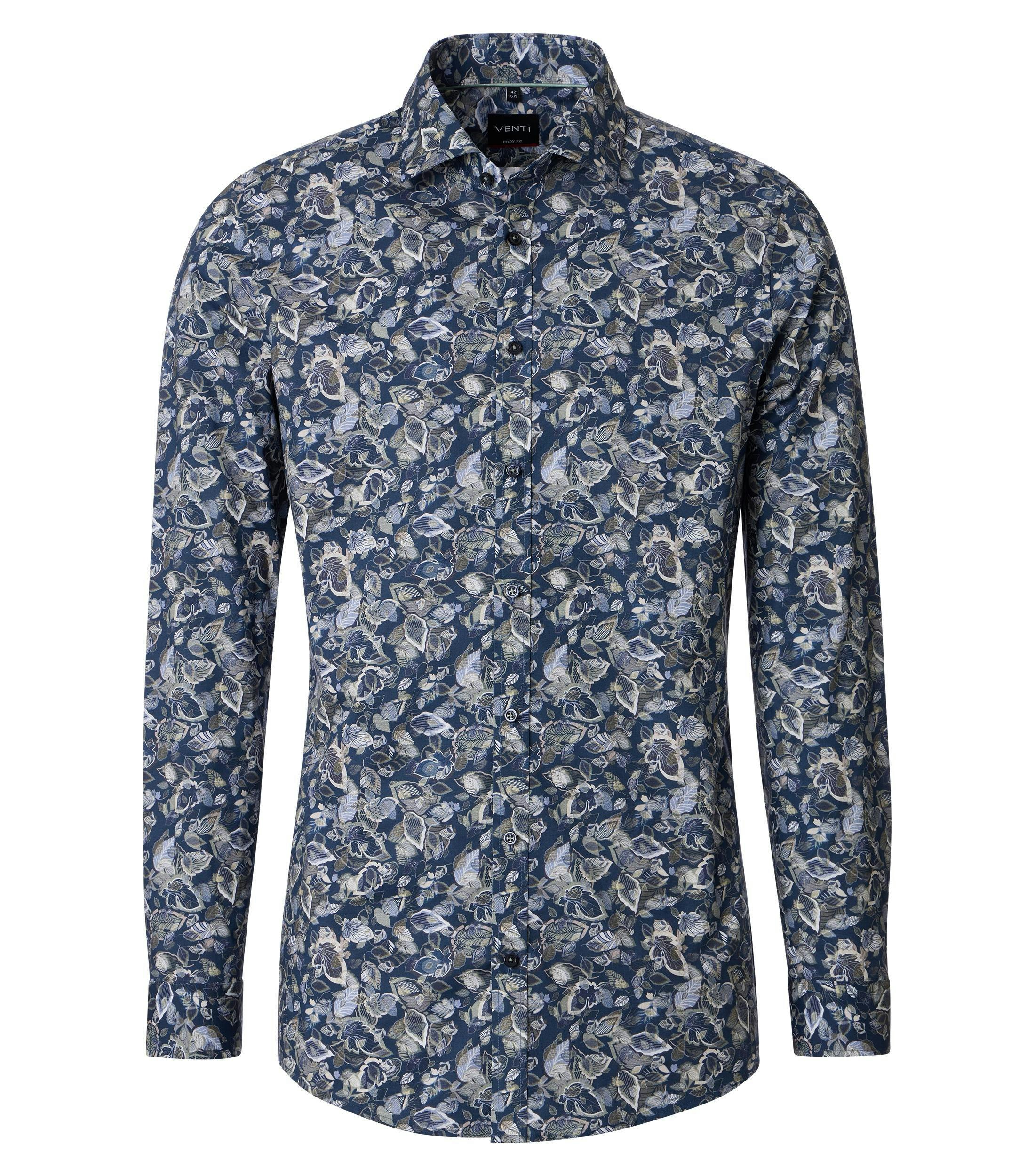 Ein Businesshemd im Print Muster in der Farbe Blau