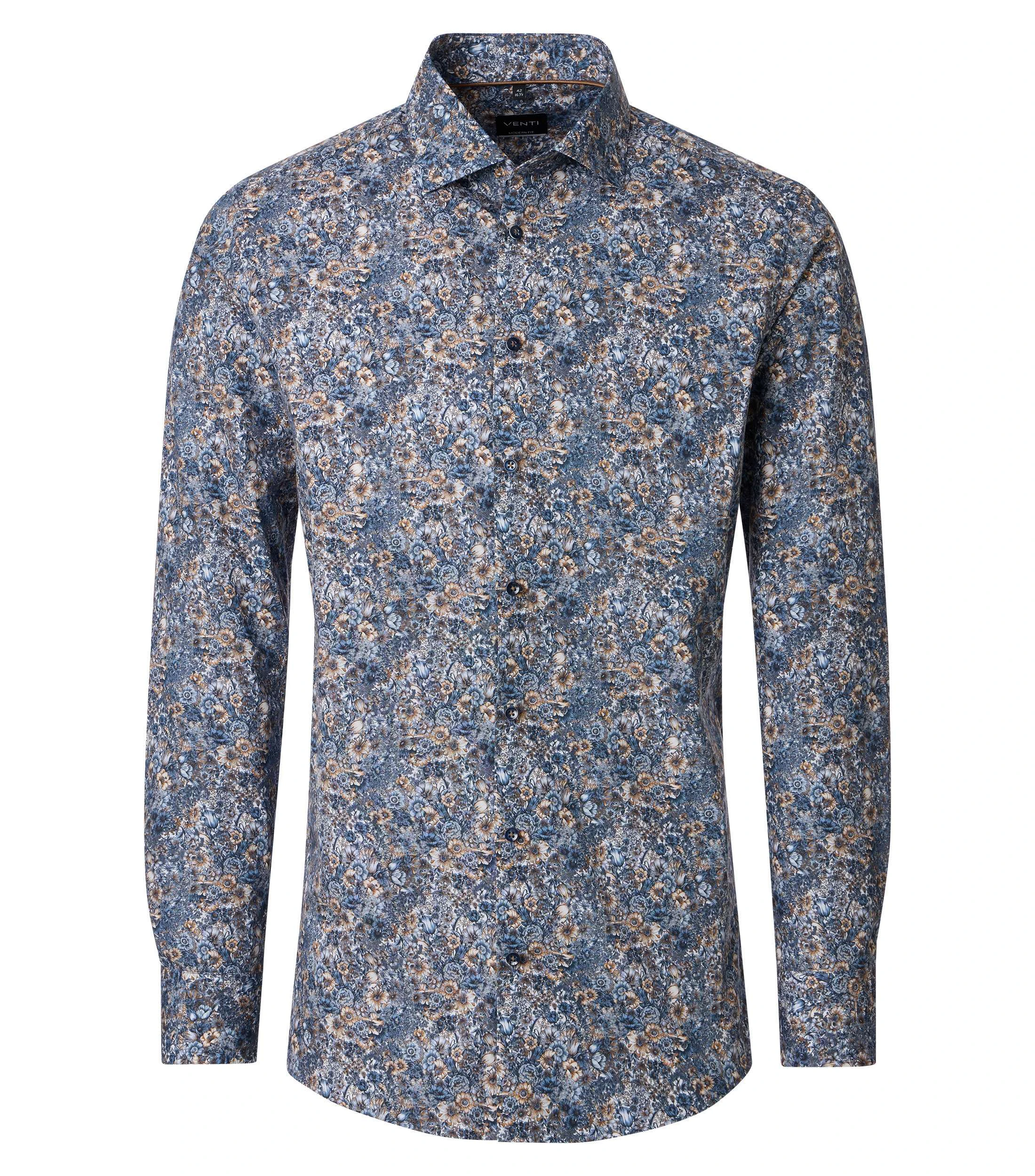 Businesshemd im Print-Muster in der Farbe Blau