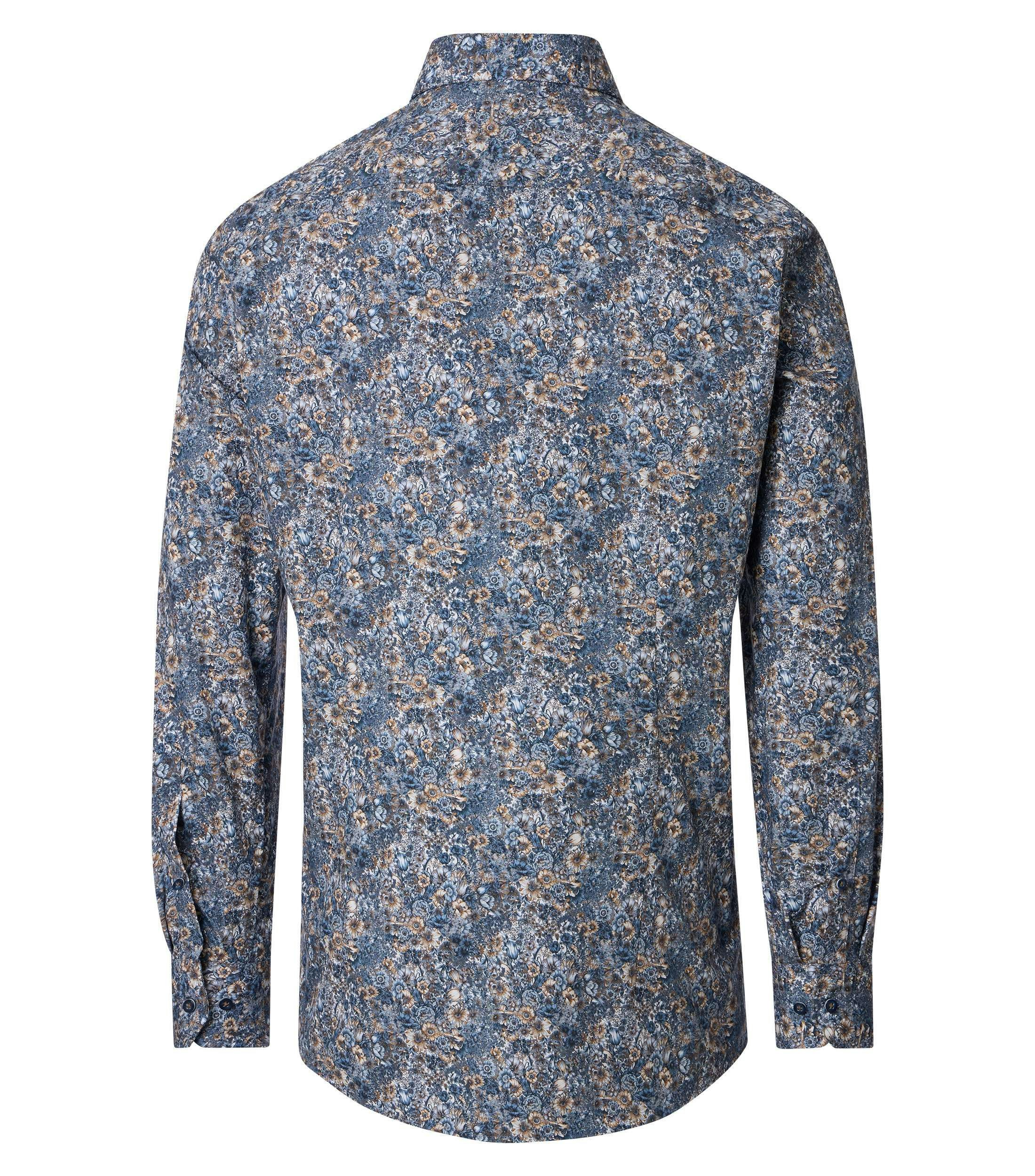 Ein Businesshemd im Print Muster in der Farbe Blau