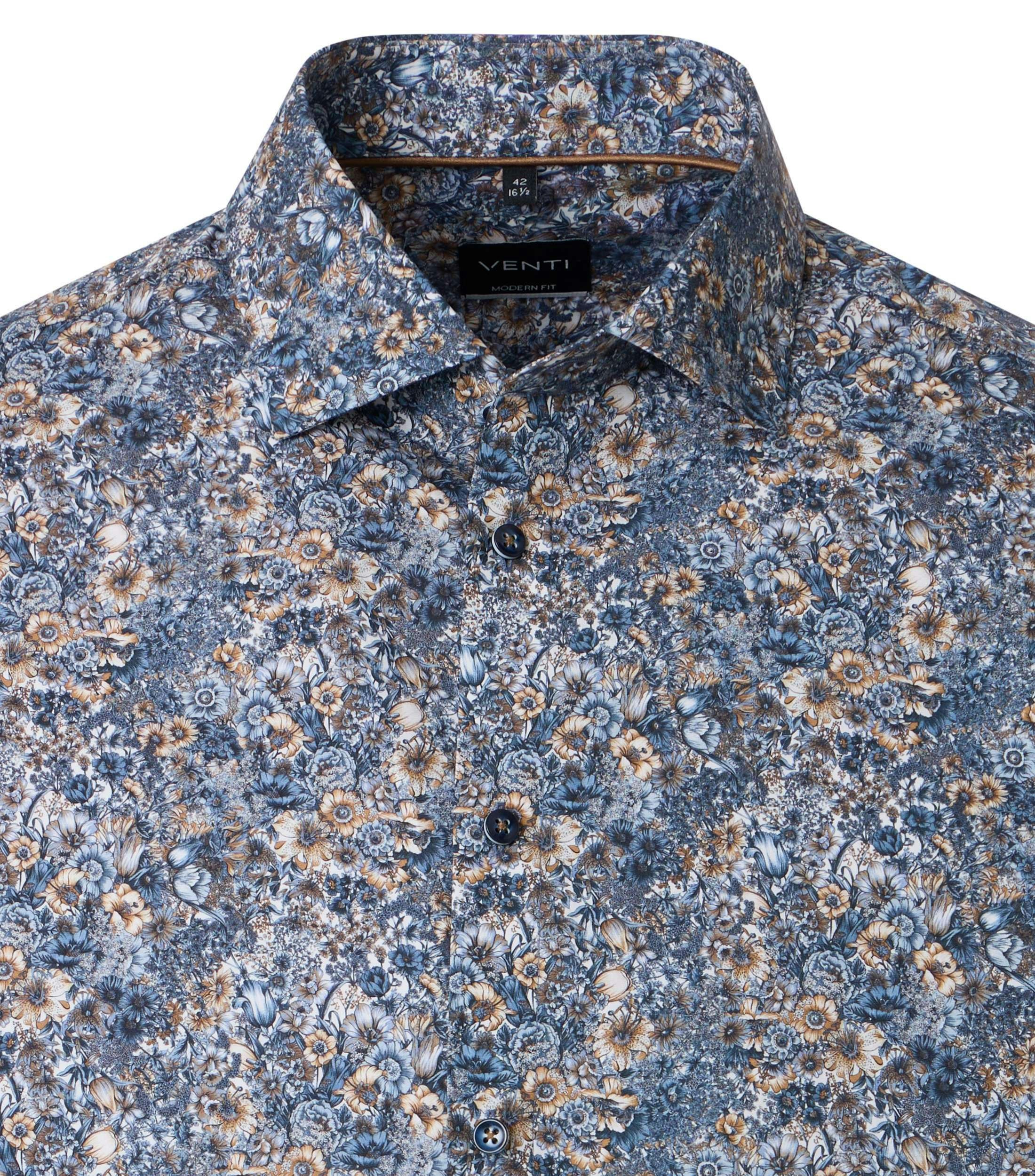 Ein Businesshemd im Print Muster in der Farbe Blau