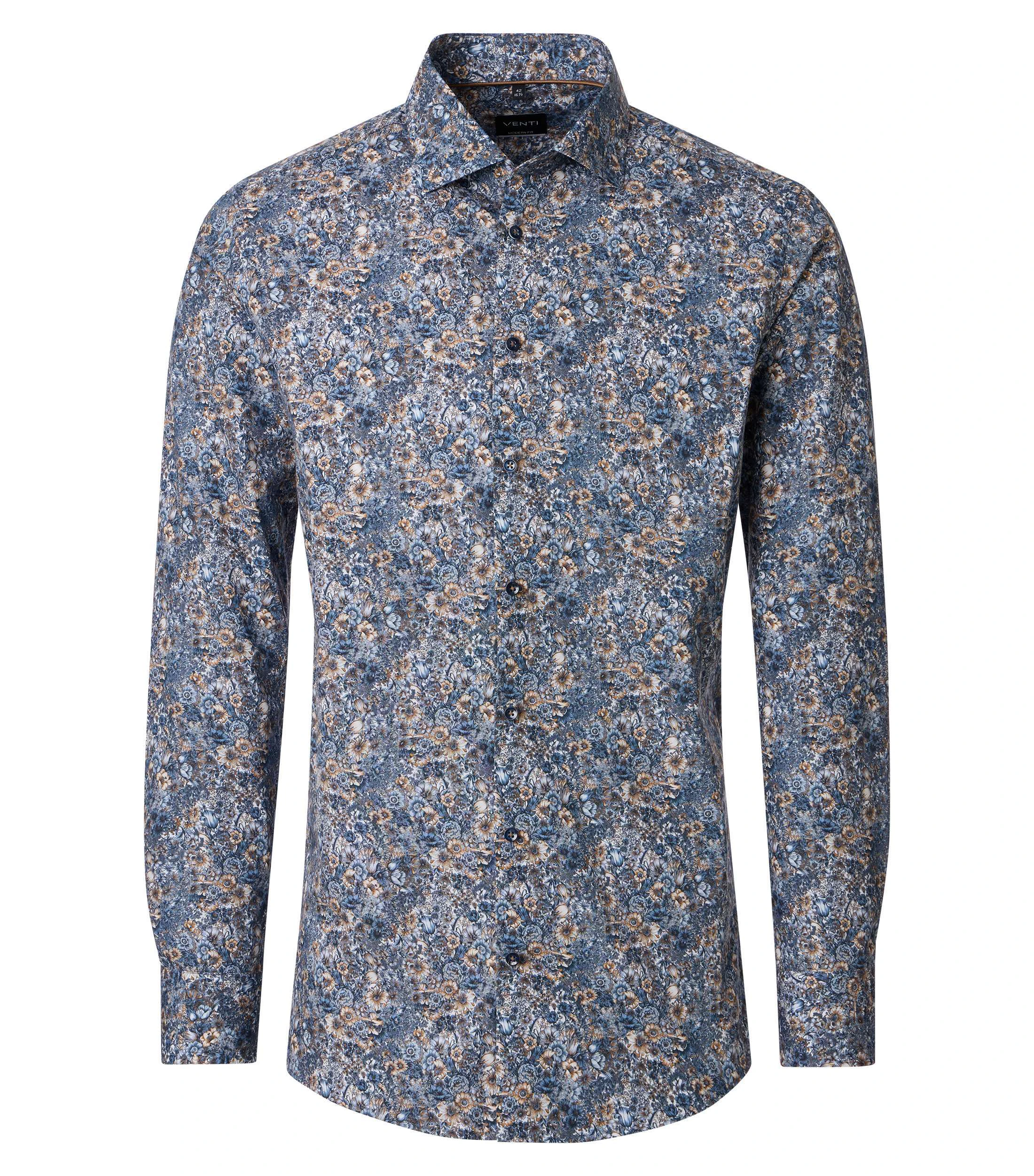 Businesshemd im Print-Muster in der Farbe Blau
