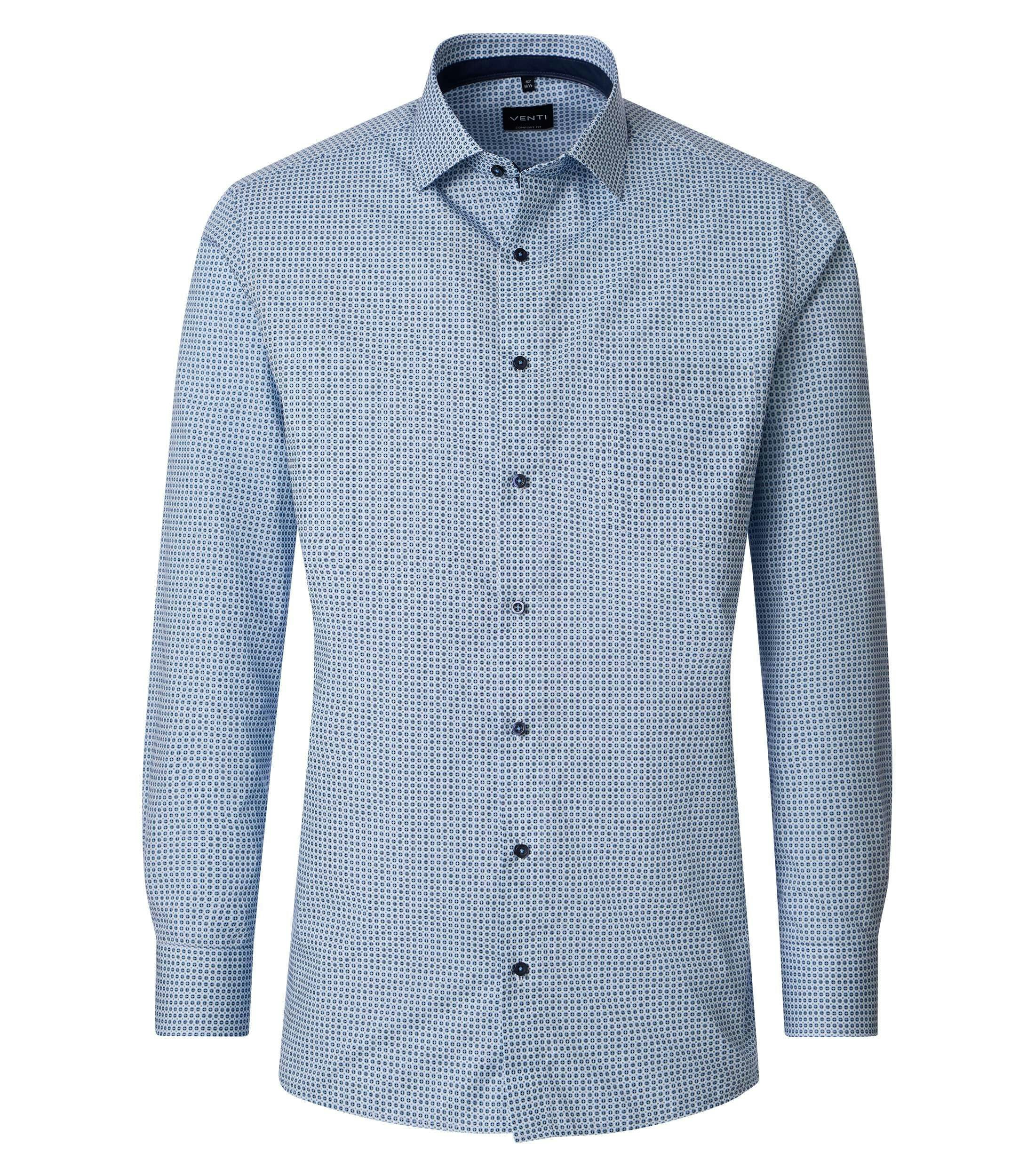 Ein Businesshemd im Print Muster in der Farbe Blau