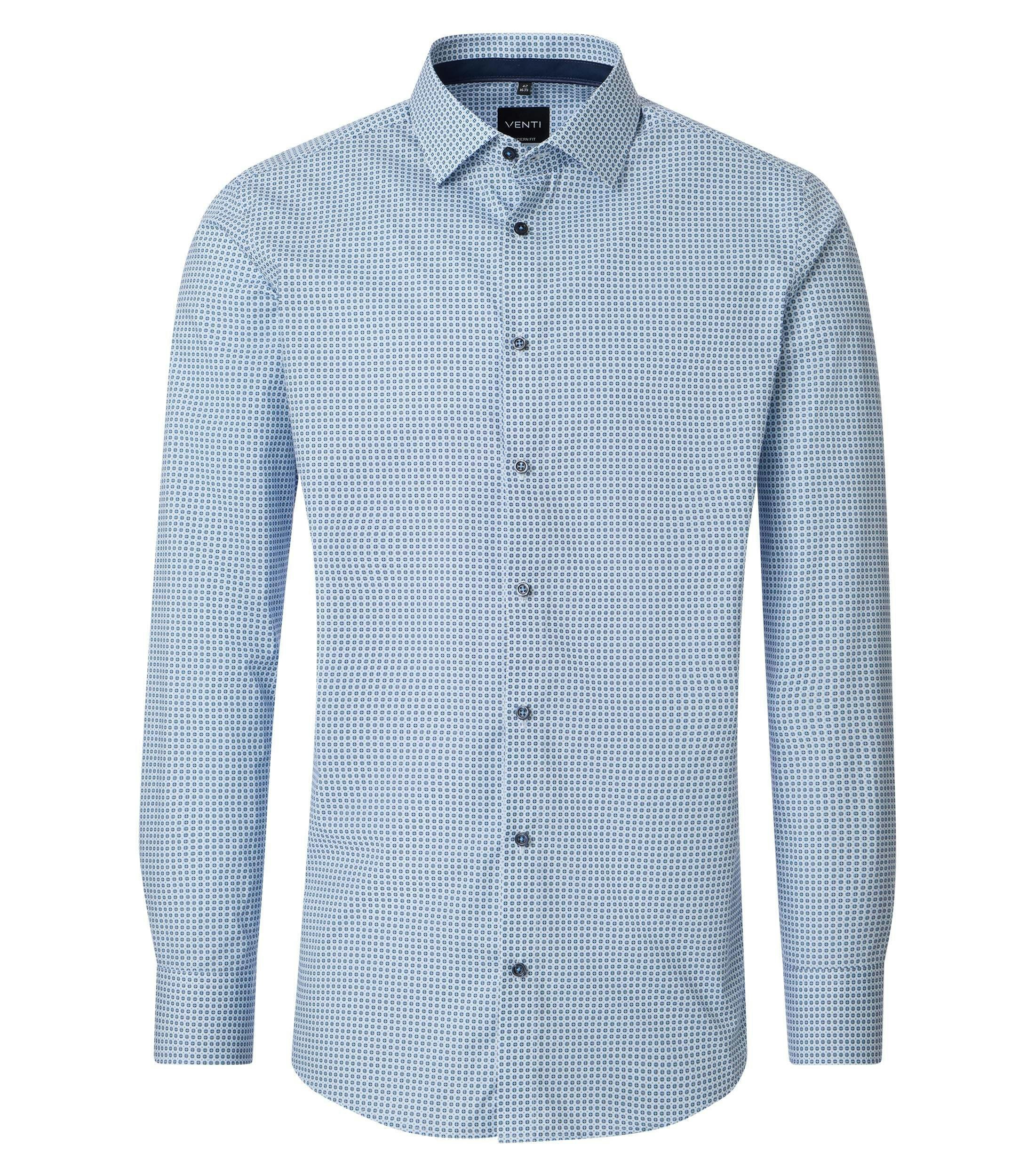 Ein Businesshemd im Print Muster in der Farbe Blau