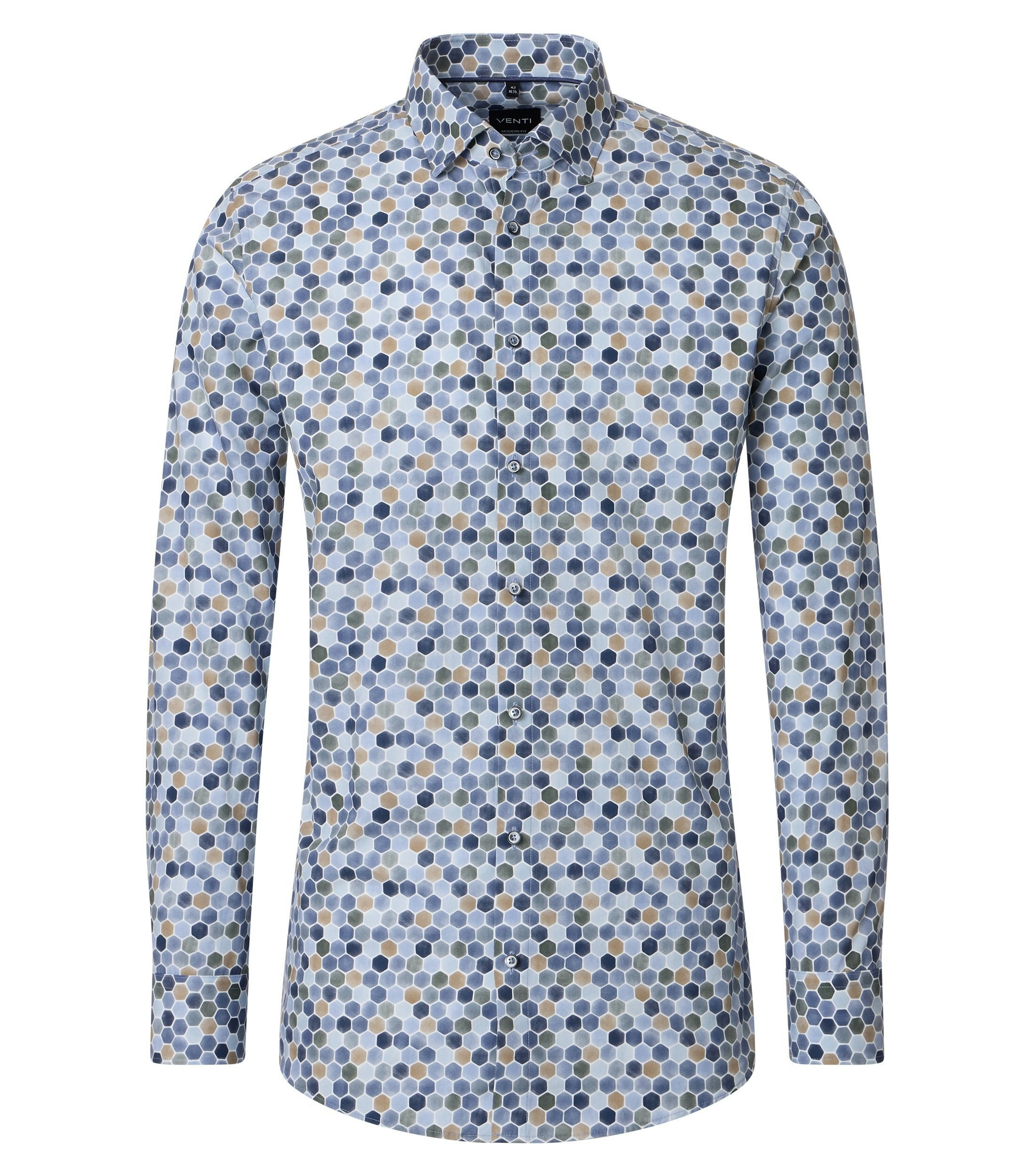 Ein Businesshemd im Print Muster in der Farbe Blau