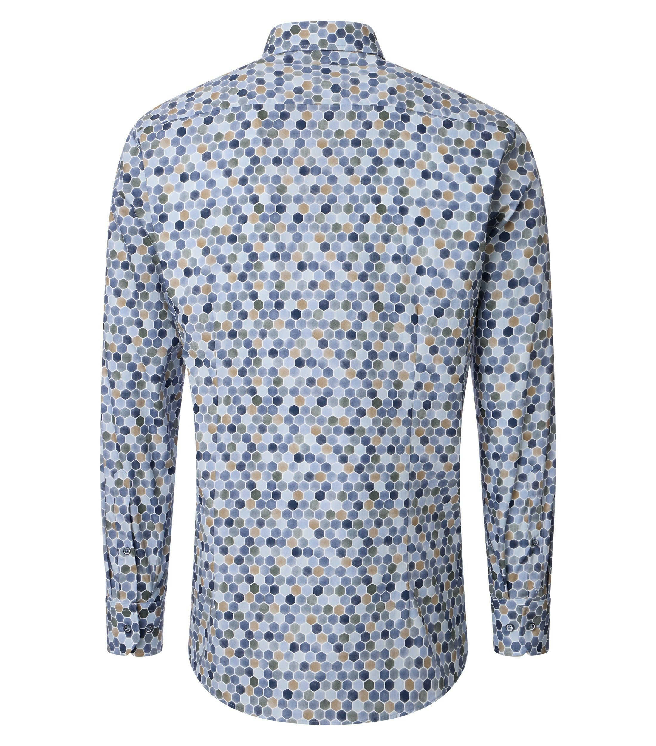 Ein Businesshemd im Print Muster in der Farbe Blau