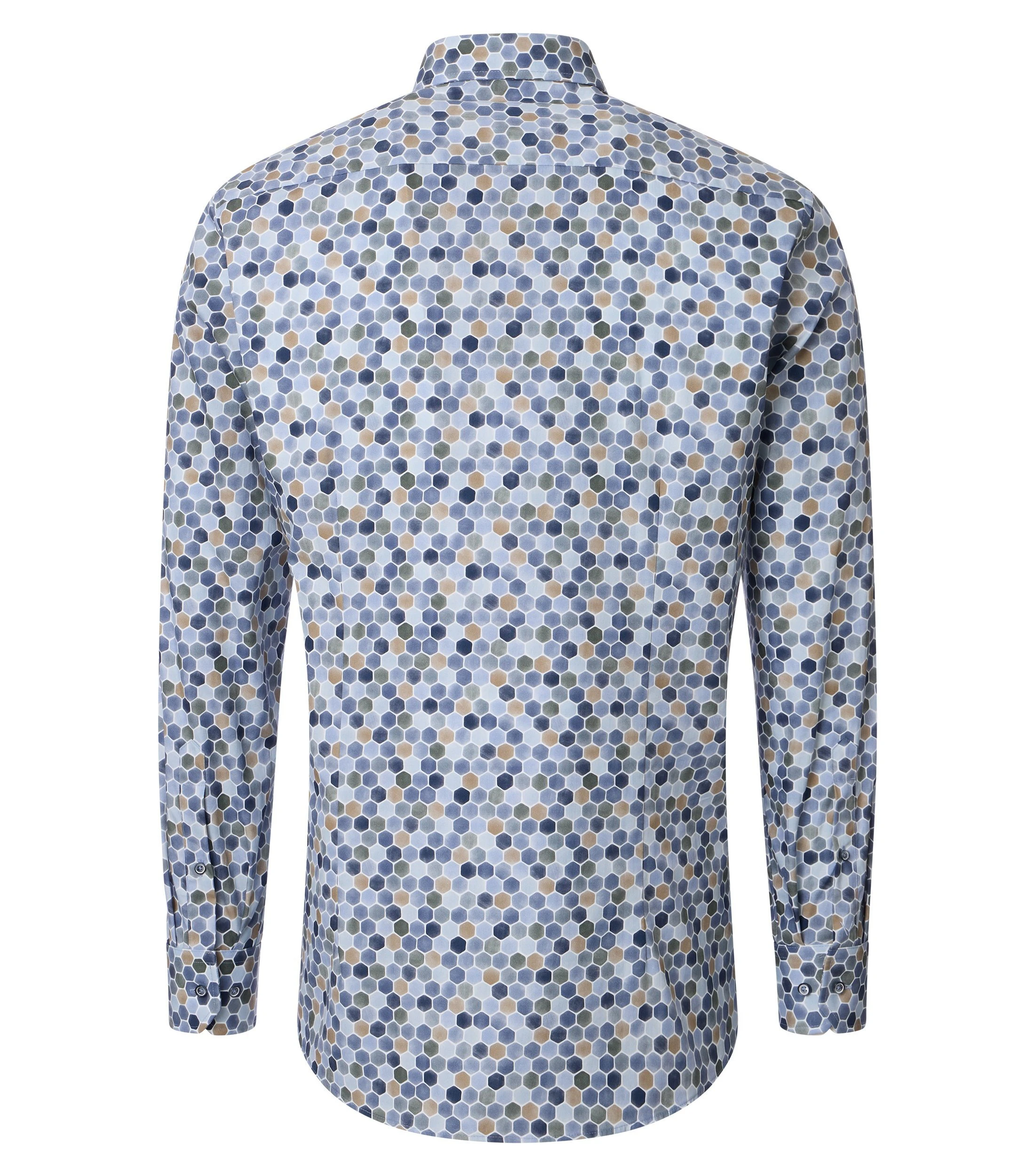 Businesshemd im Print-Muster in der Farbe Blau