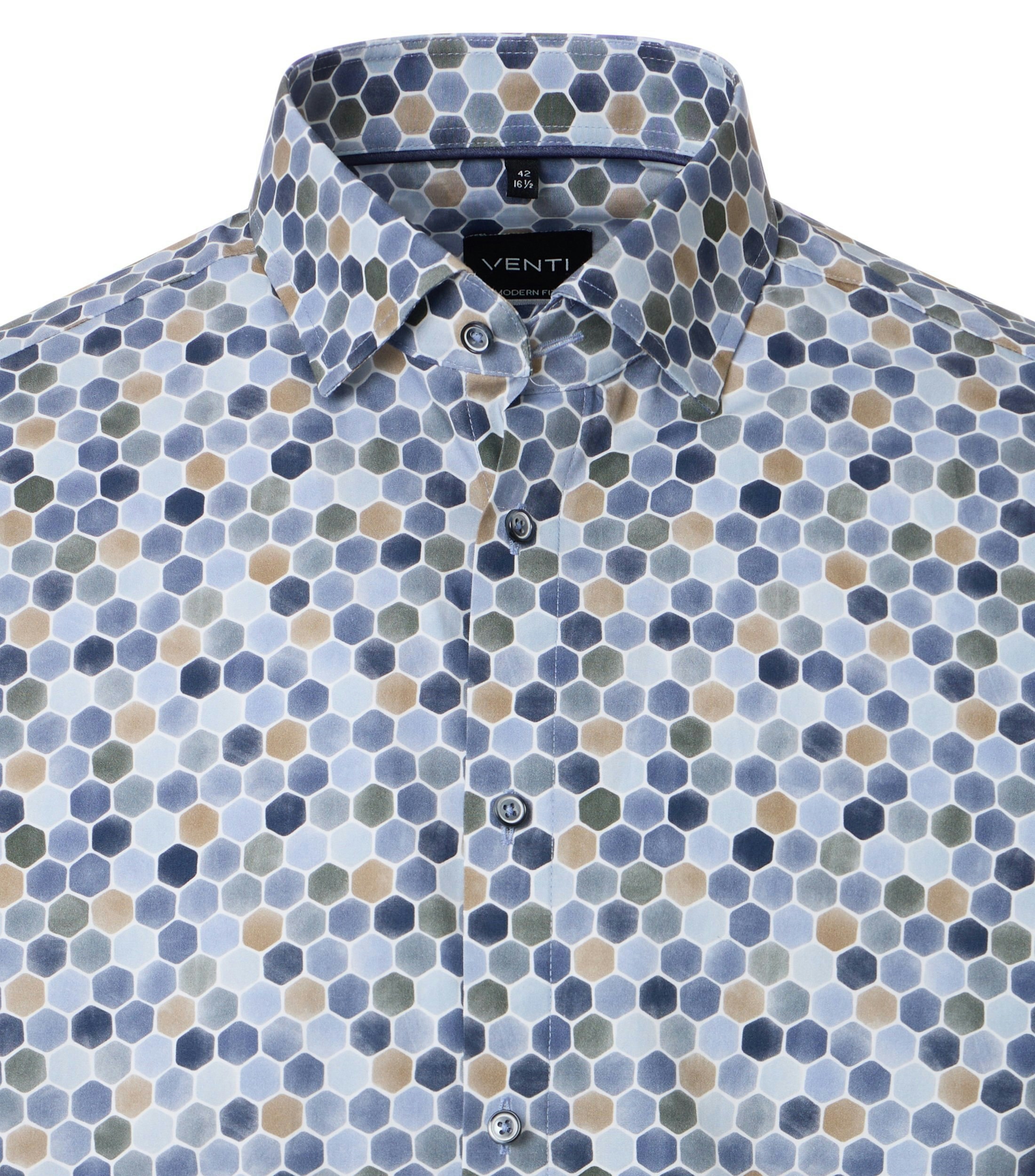 Ein Businesshemd im Print Muster in der Farbe Blau