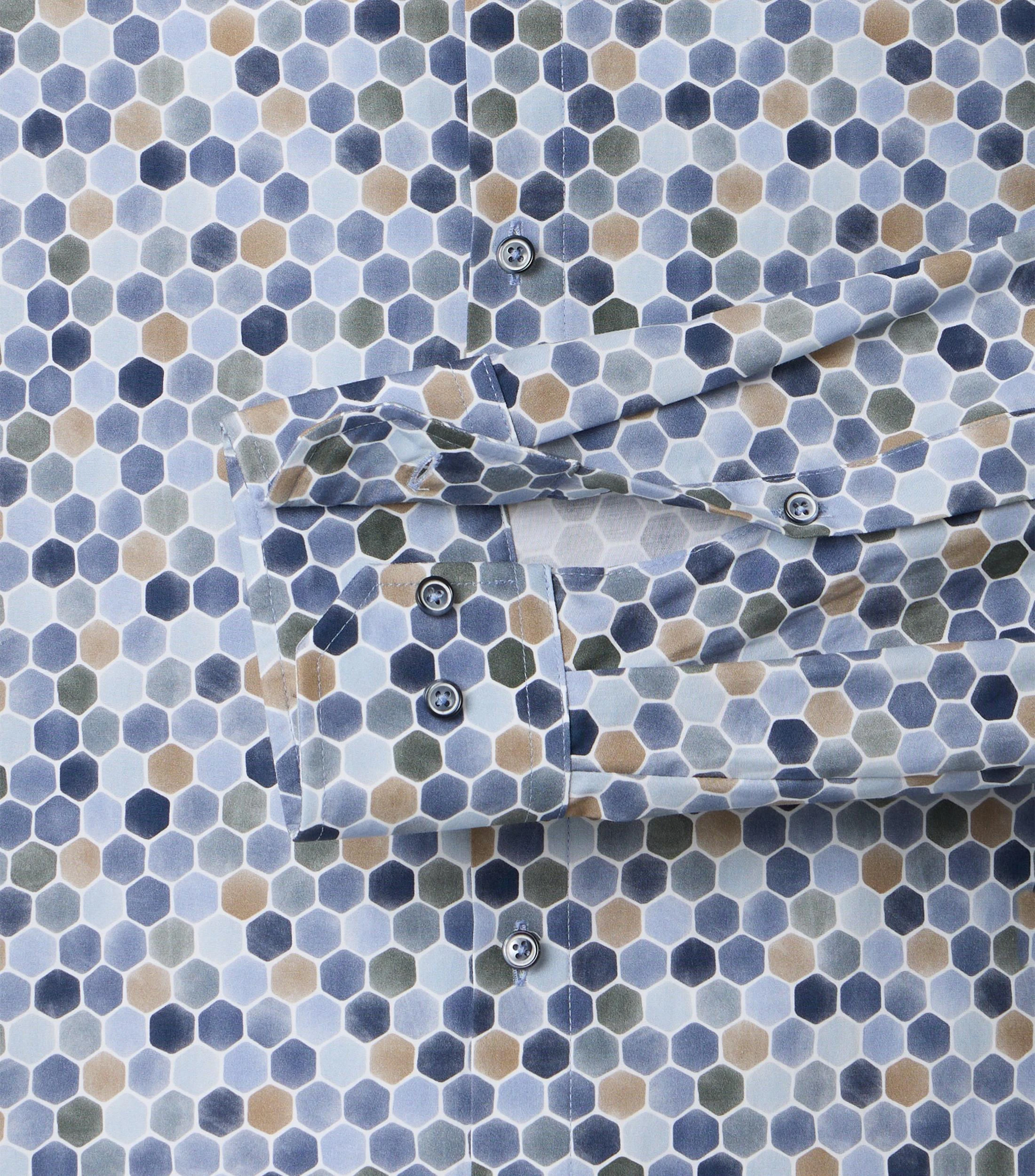 Businesshemd im Print-Muster in der Farbe Blau