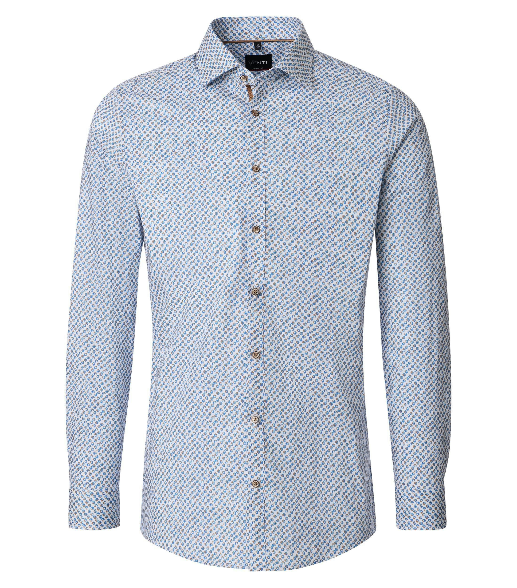 Ein Businesshemd im Print Muster in der Farbe Blau