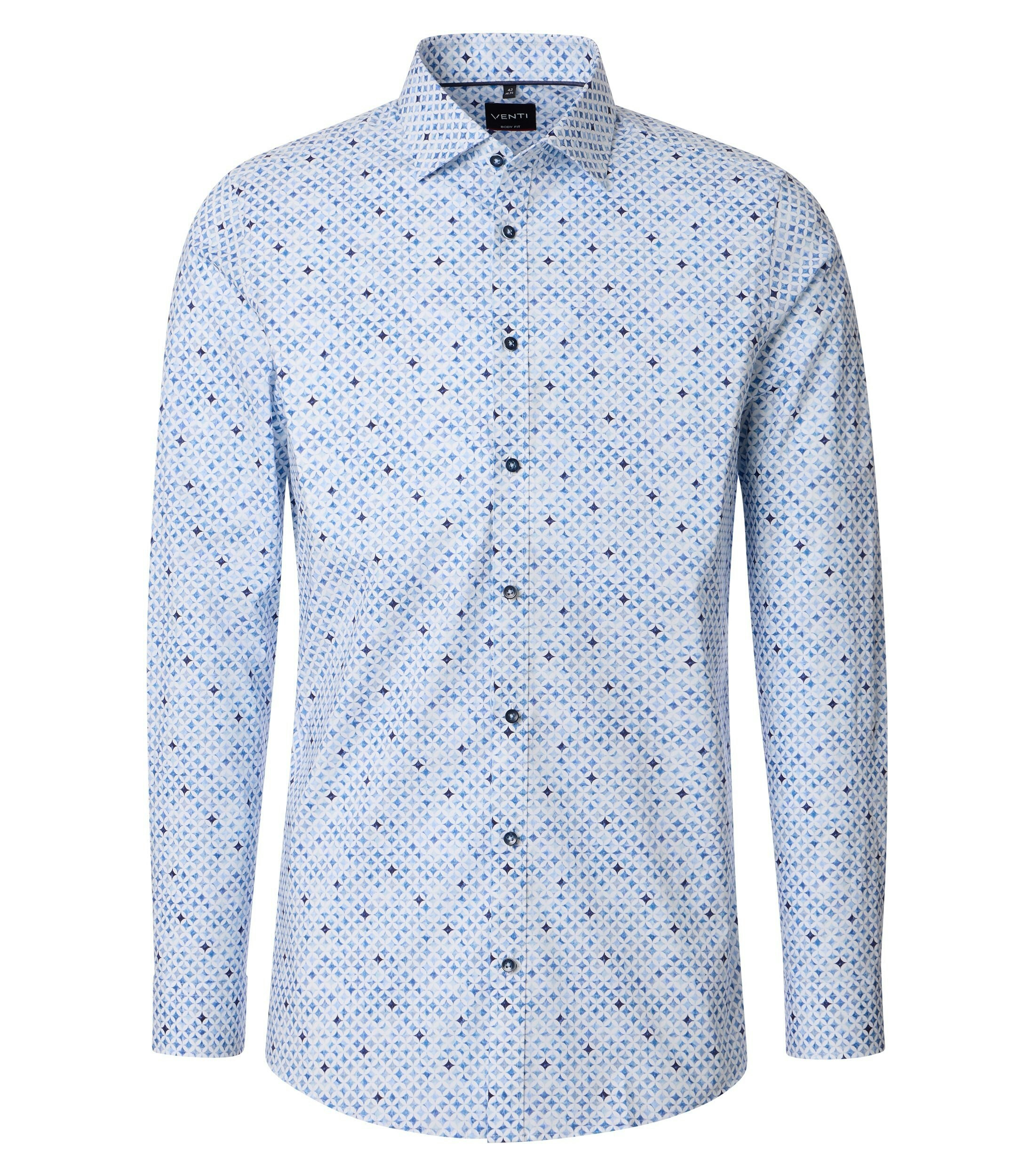 Ein Businesshemd im Print Muster in der Farbe Blau