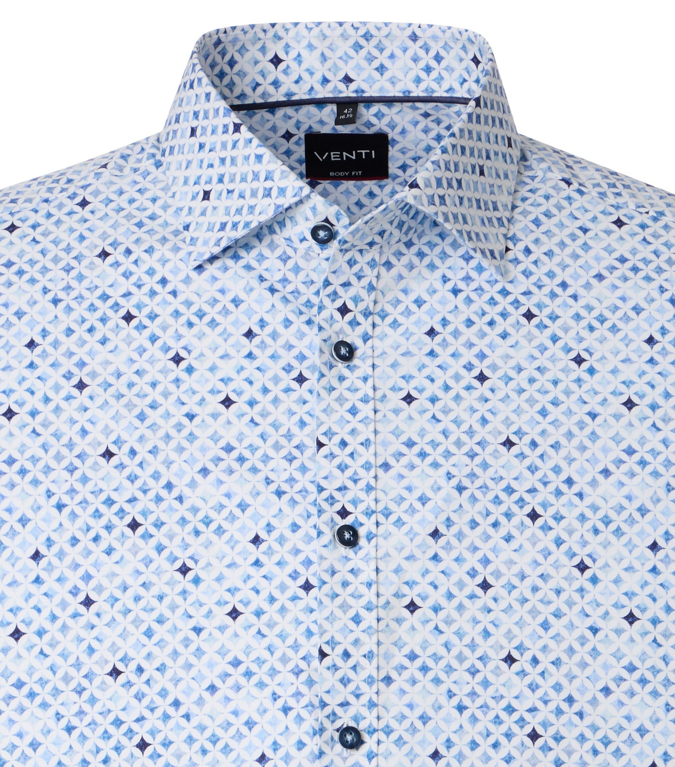 Ein Businesshemd im Print Muster in der Farbe Blau