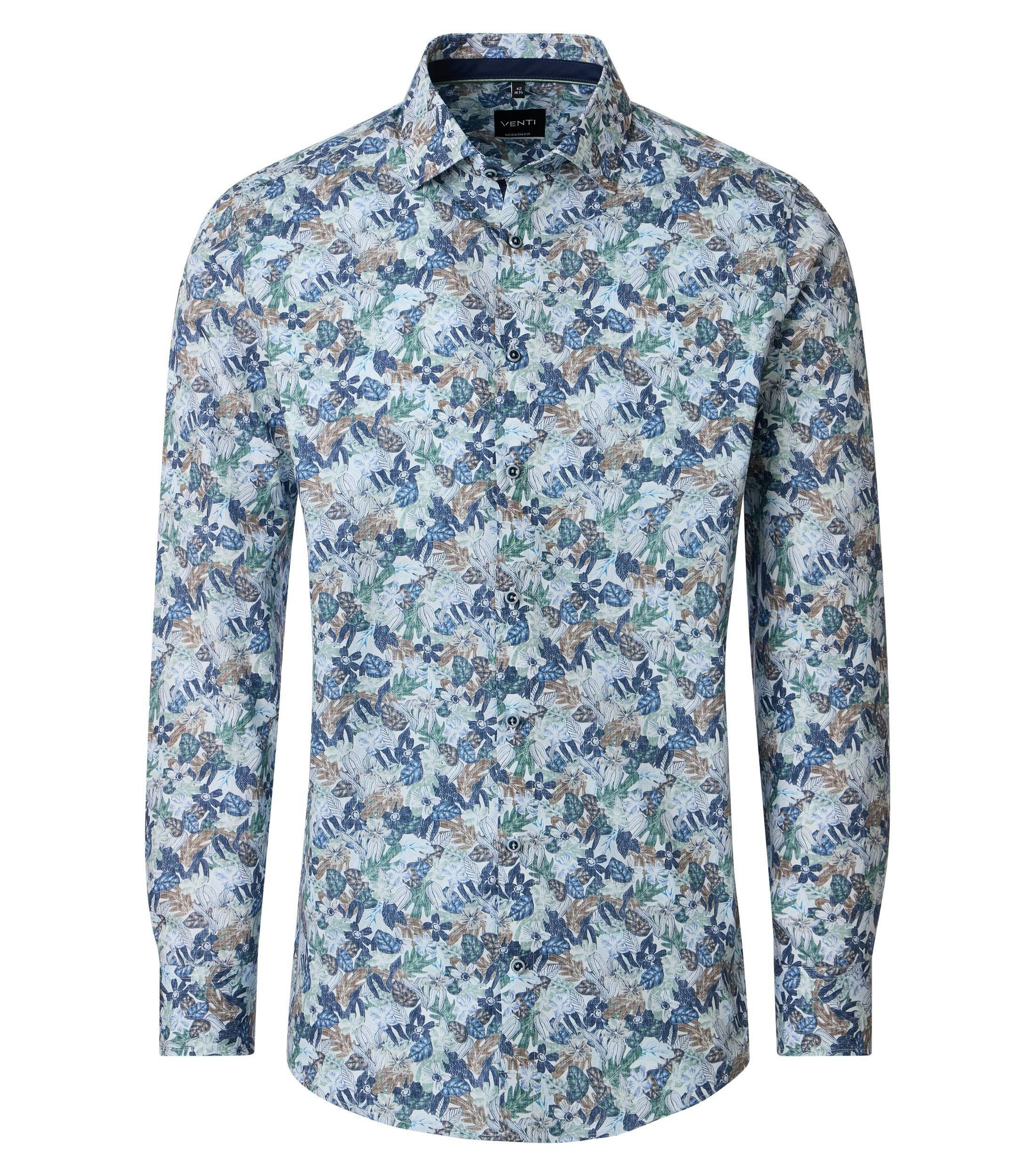 Ein Businesshemd im Print Muster in der Farbe Grün