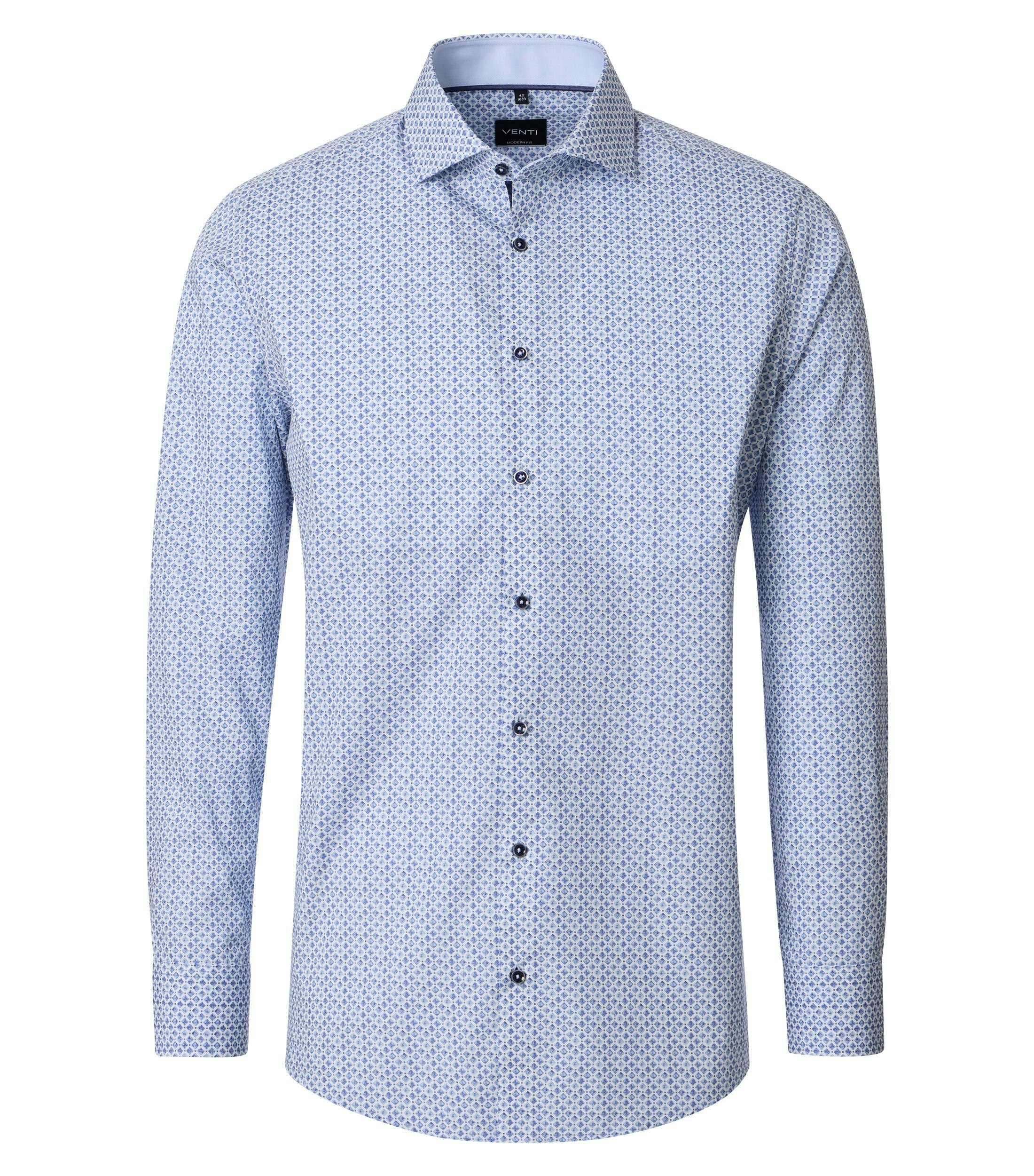 Ein Businesshemd im Print Muster in der Farbe Blau