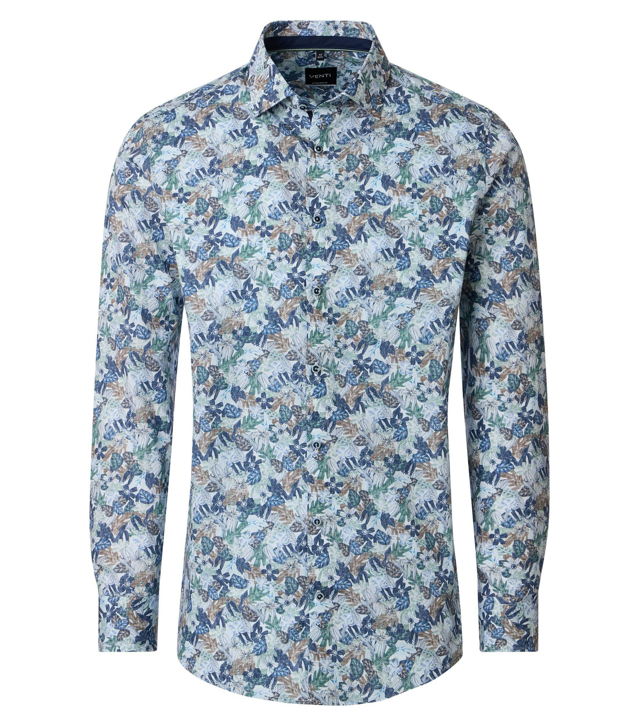 Ein Businesshemd im Print Muster in der Farbe Grün